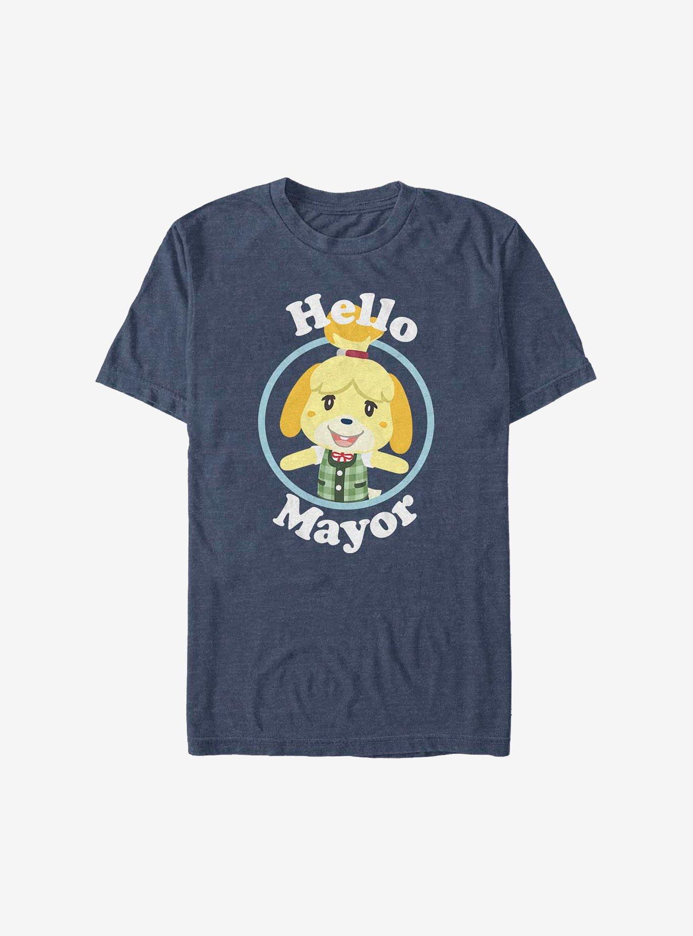 Nintendo Animal Crossing Isabelle Hello Mayor And Quit T-Shirt, NAVY HTR, hi-res