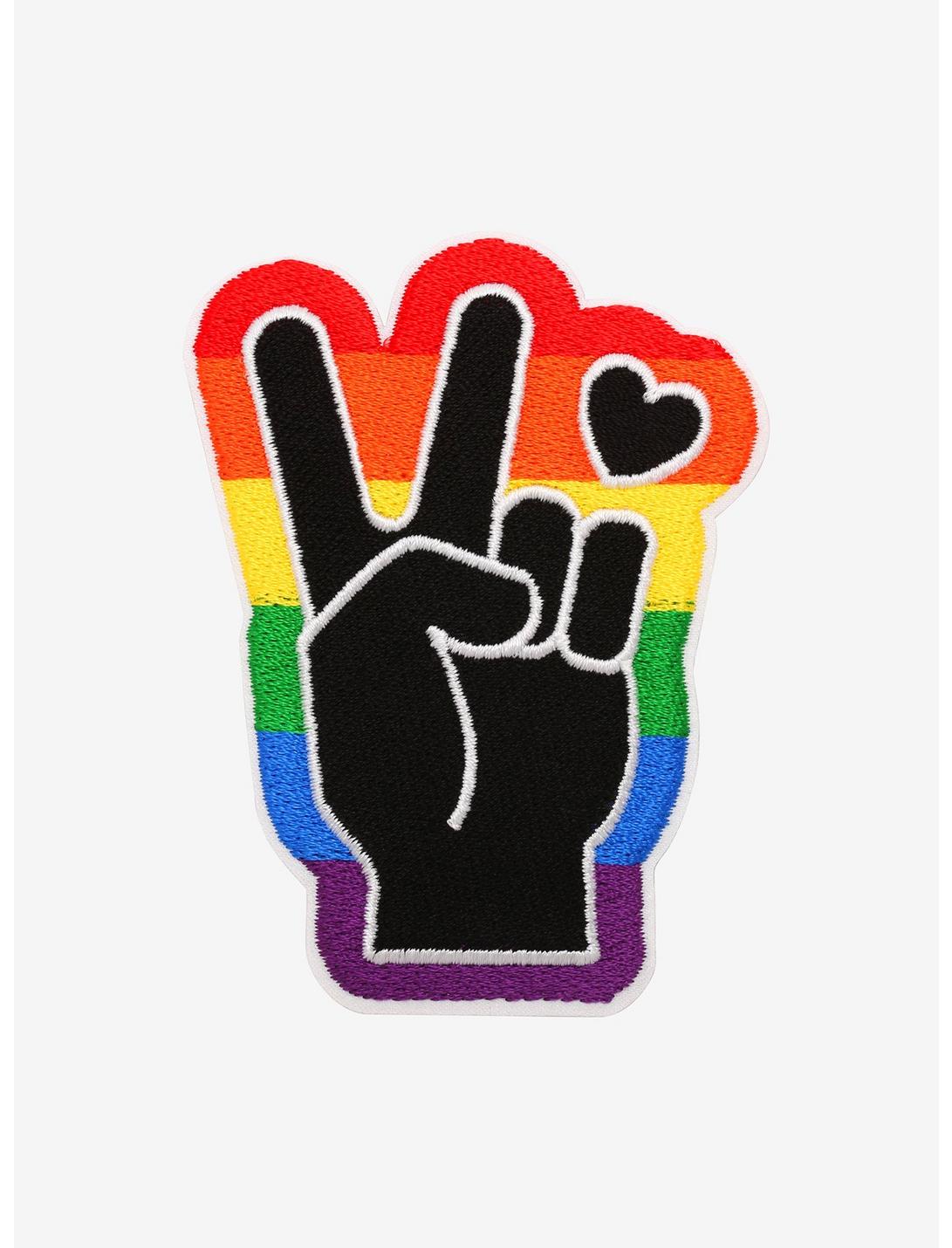 Rainbow Peace Sign Patch, , hi-res