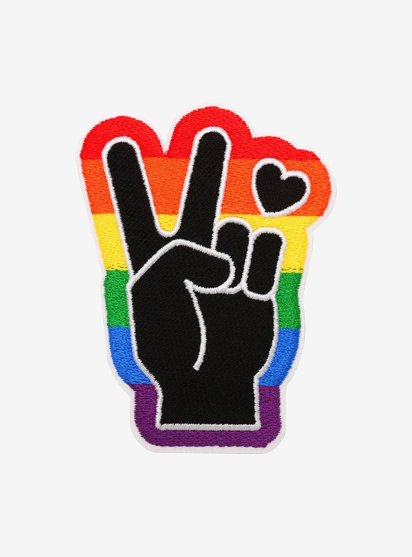 Rainbow Peace Sign Patch, , hi-res