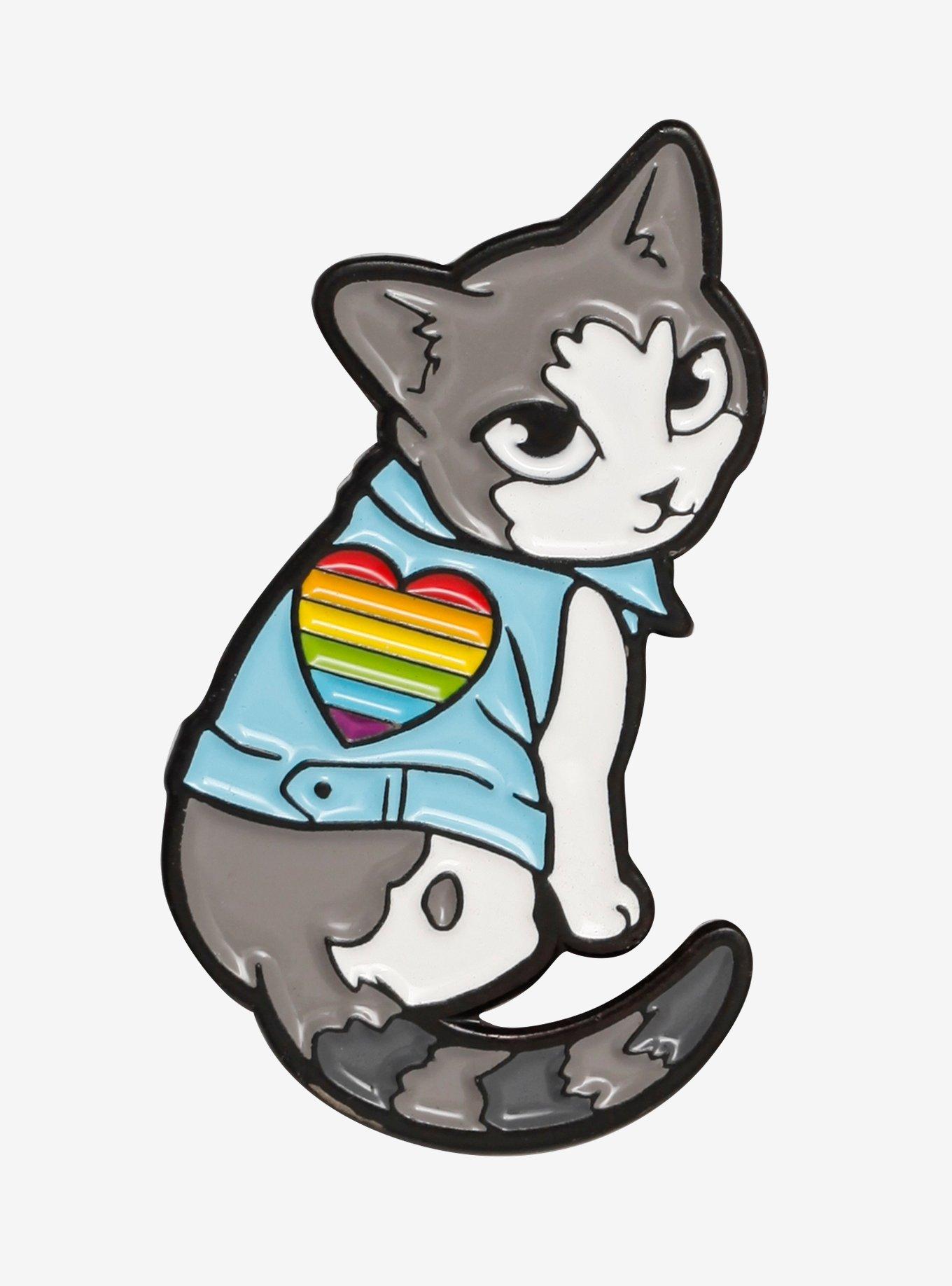 Pride Vest Cat Enamel Pin, , hi-res