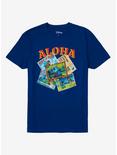 Disney Lilo & Stitch Postcards T-Shirt - BoxLunch Exclusive, DARK BLUE, hi-res