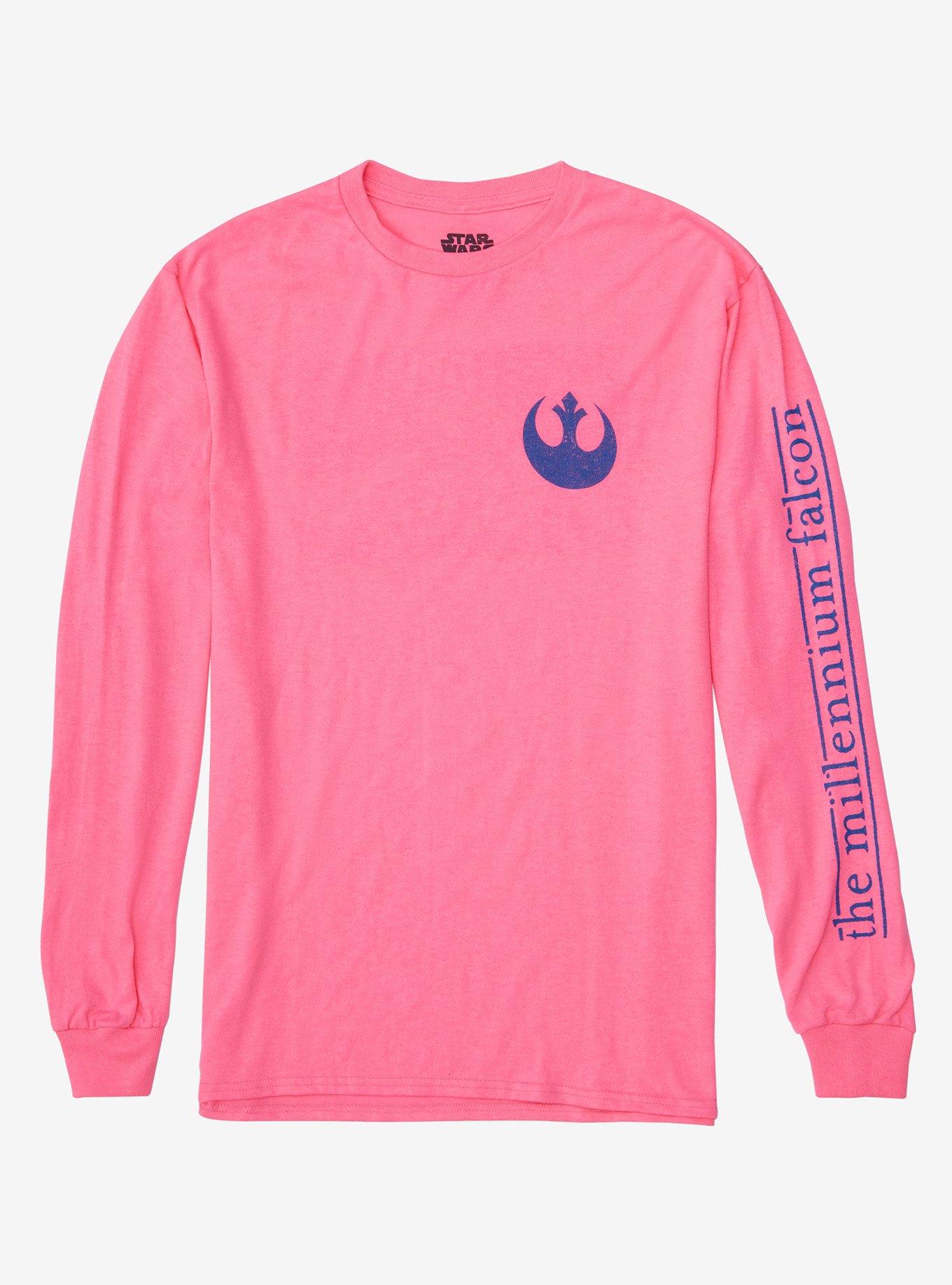Star Wars Millennium Falcon Distressed Long Sleeve T-Shirt - BoxLunch Exclusive, LIGHT PINK, hi-res