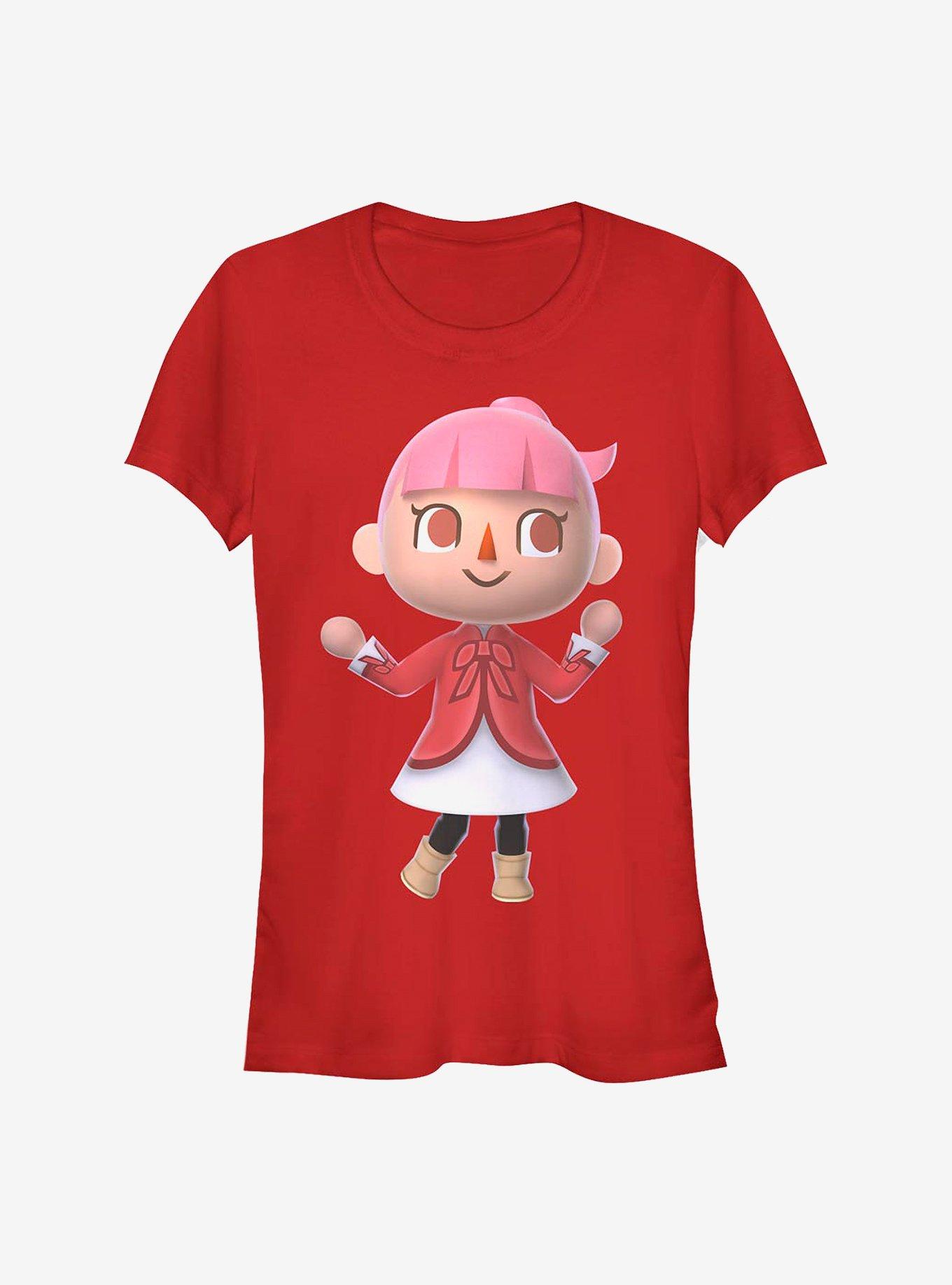 Nintendo Animal Crossing Lady Villager Girls T-Shirt, RED, hi-res