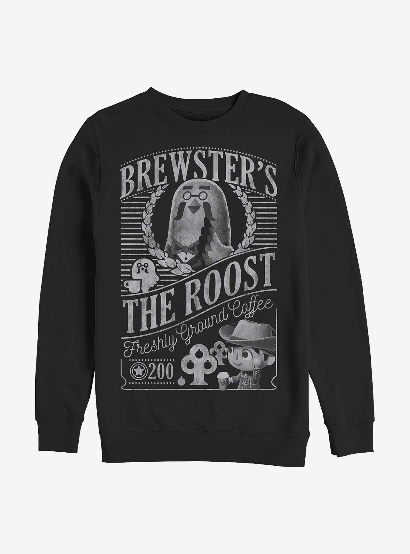 Animal Crossing: New Leaf Brewster's Coffee Crew Sweatshirt, BLACK, hi-res