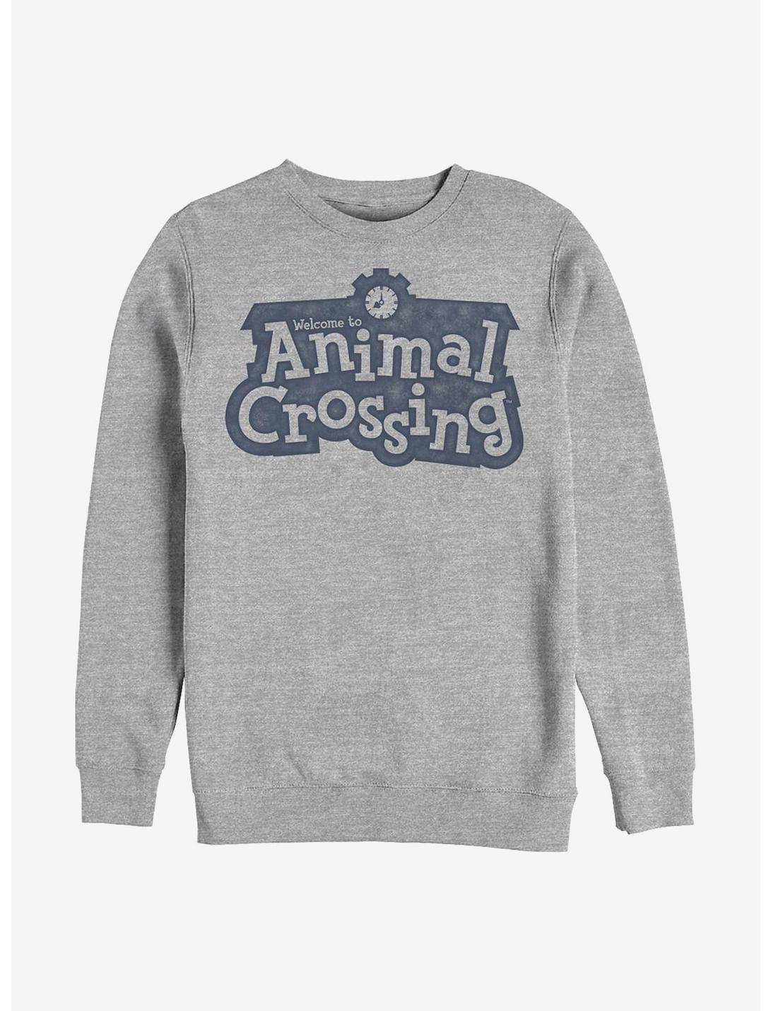 Animal Crossing Distressed Logo Crew Sweatshirt, ATH HTR, hi-res