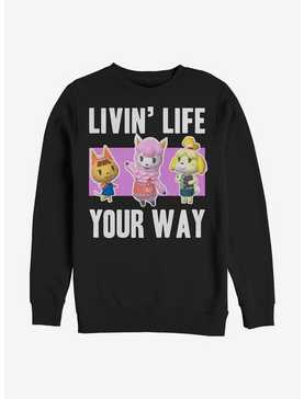 Nintendo Animal Crossing Living Life Crew Sweatshirt, , hi-res