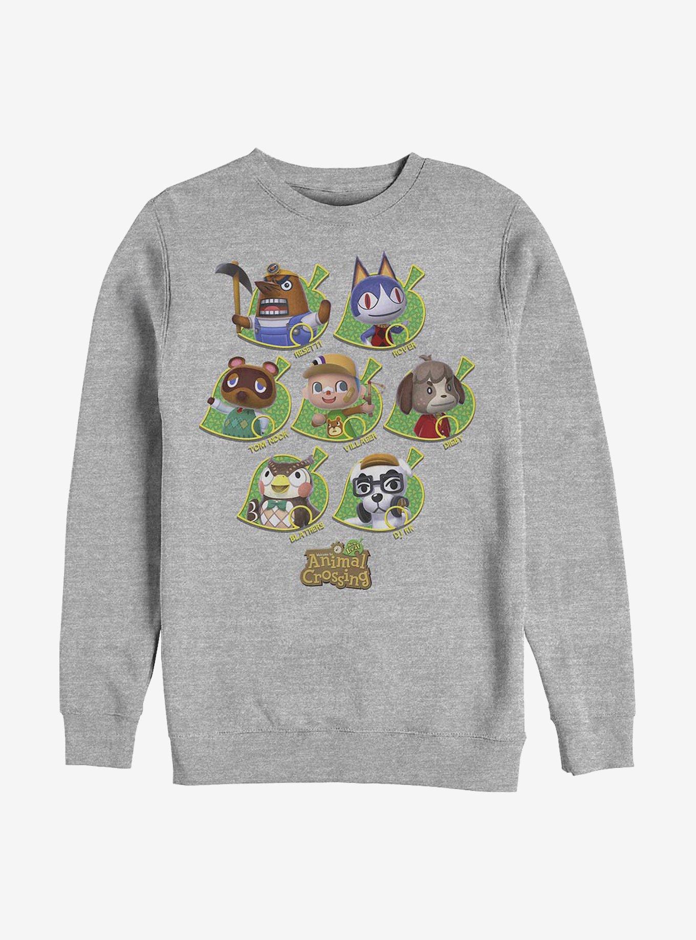 Nintendo Animal Crossing New Leaves Crew Sweatshirt, ATH HTR, hi-res