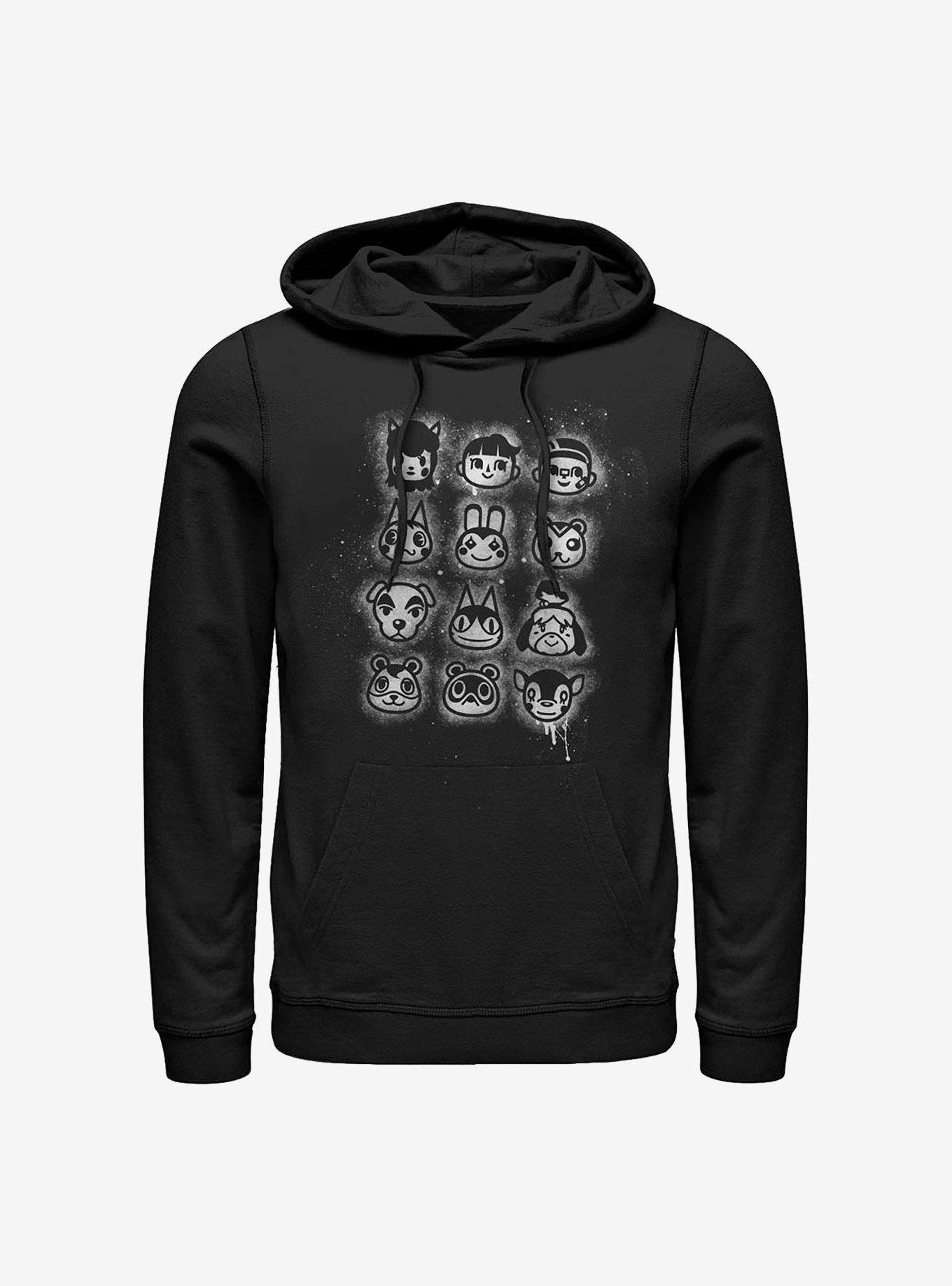 Nintendo Animal Crossing Villager Stencil Tilted Hoodie, BLACK, hi-res