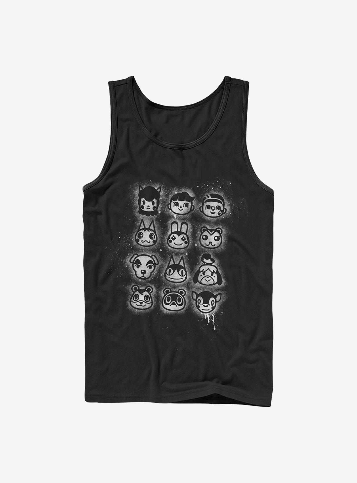 Nintendo Animal Crossing Villager Stencil Tilted Tank, BLACK, hi-res