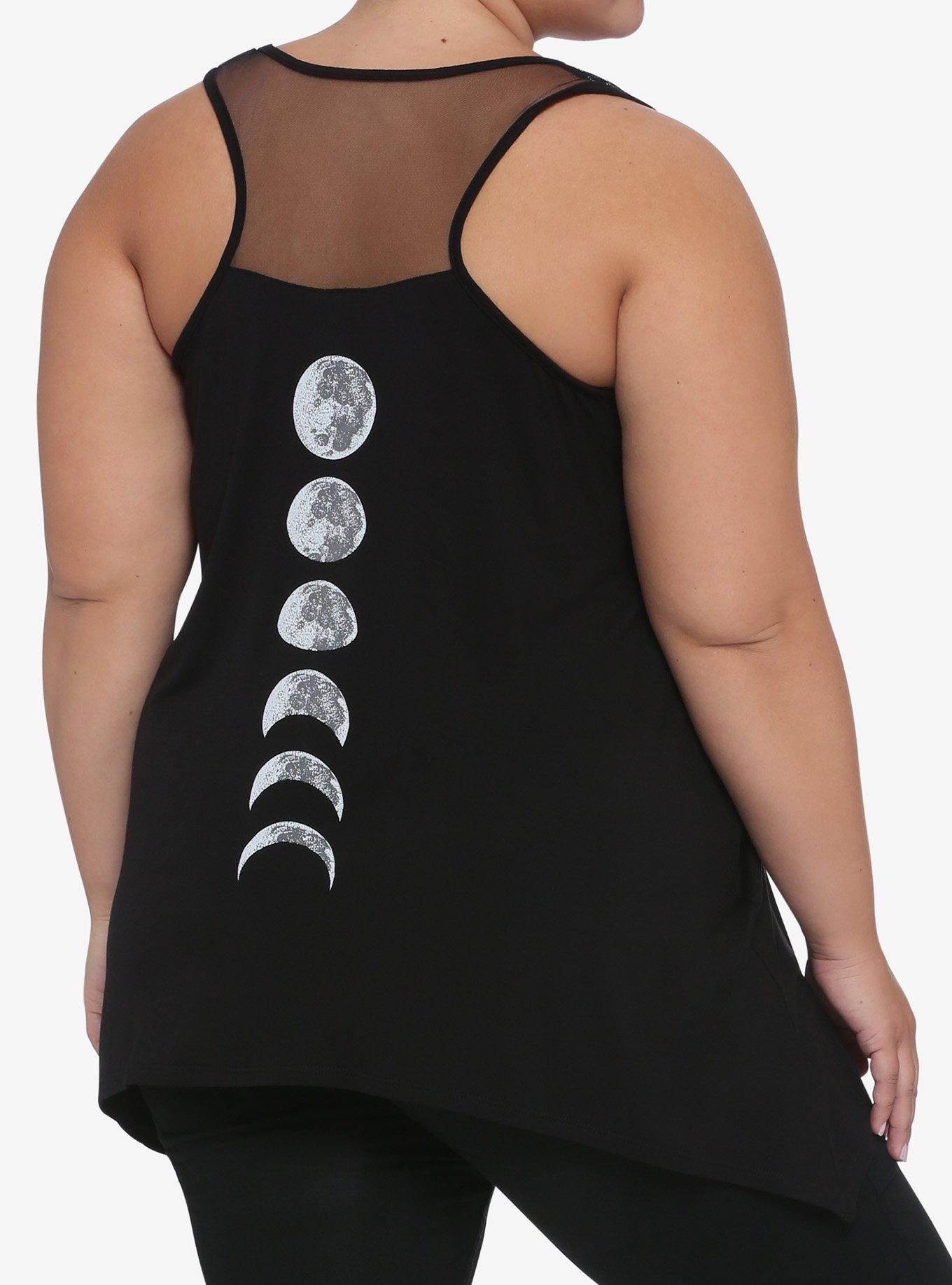 Moon Phases Shark Bite Girls Tank Top Plus Size, WHITE, hi-res