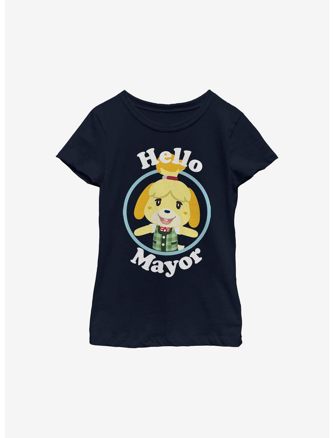 Animal Crossing Isabelle Hello Mayor Youth Girls T-Shirt, NAVY, hi-res