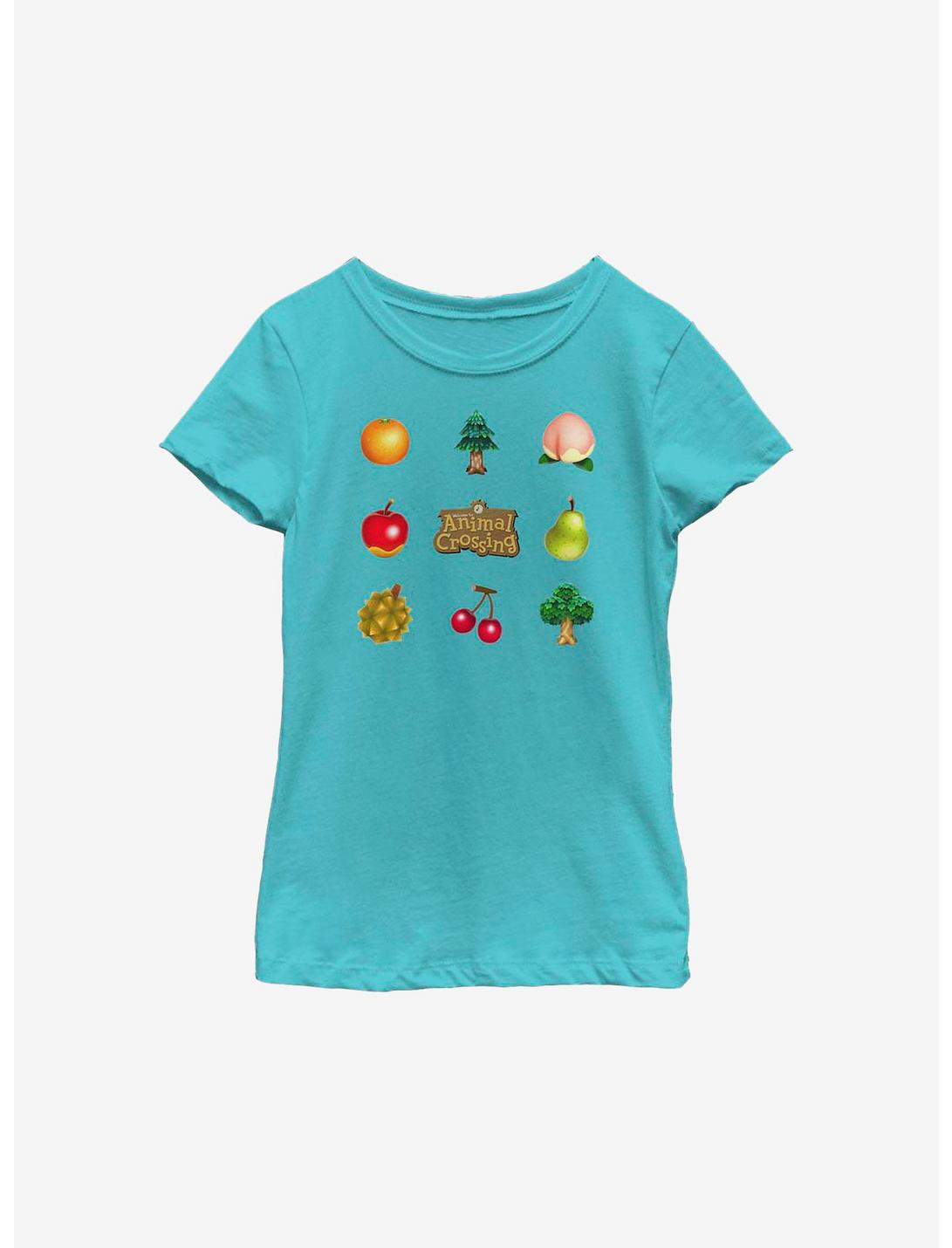 Animal Crossing Fruit And Trees Youth Girls T-Shirt, TAHI BLUE, hi-res