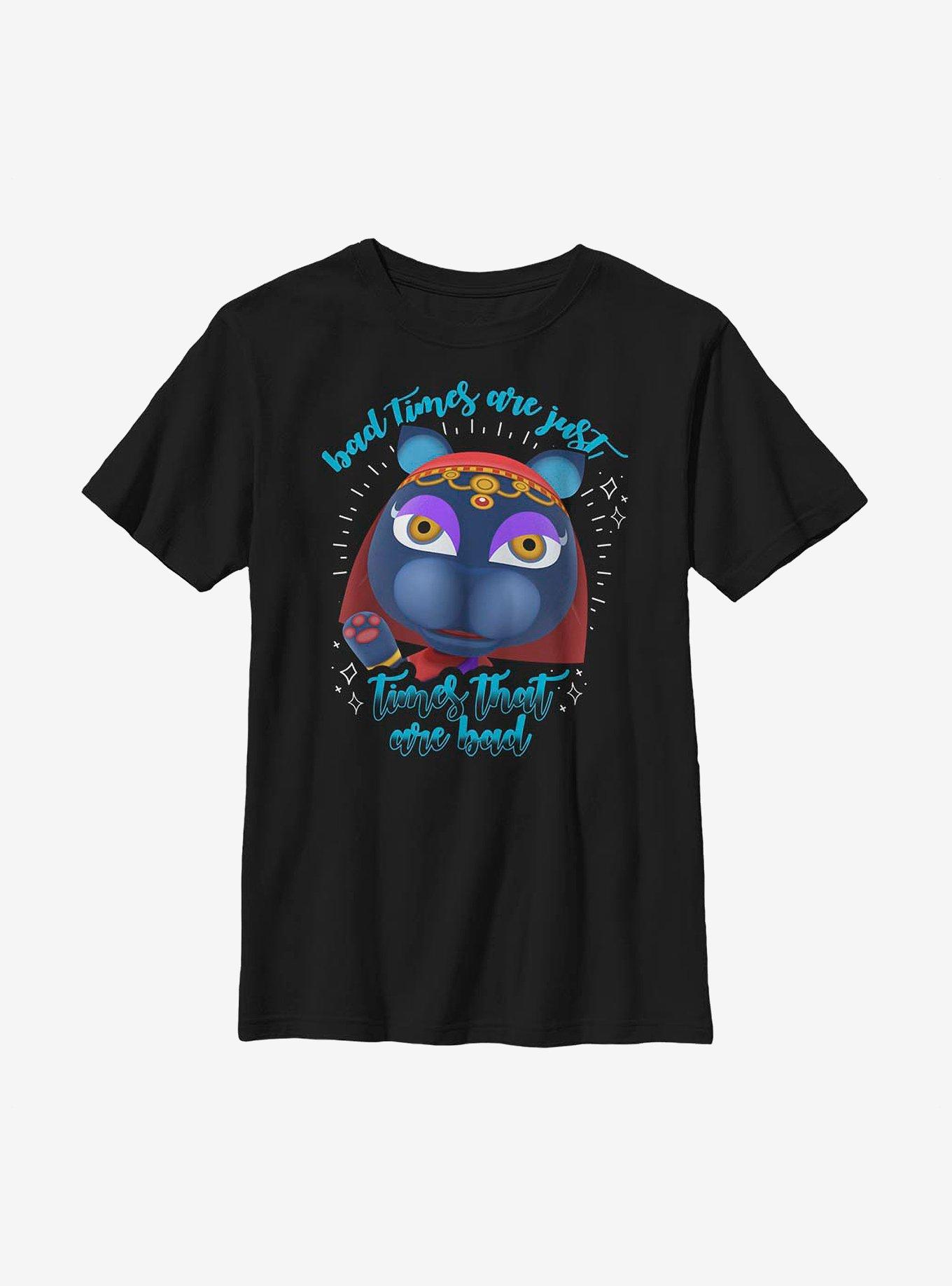 Animal Crossing Katrina Bad Times Youth T-Shirt, BLACK, hi-res