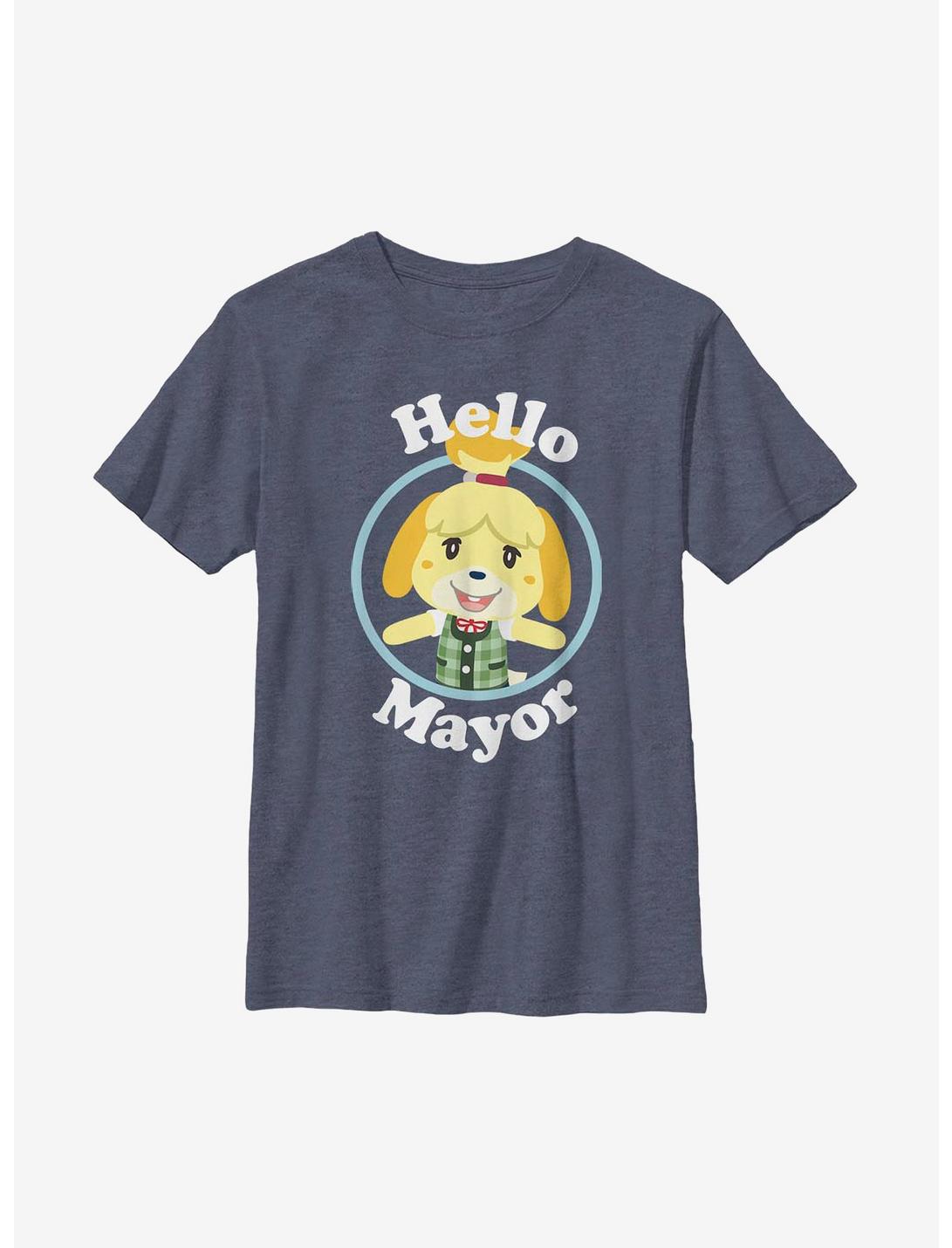 Animal Crossing Isabelle Hello Mayor Youth T-Shirt, NAVY HTR, hi-res
