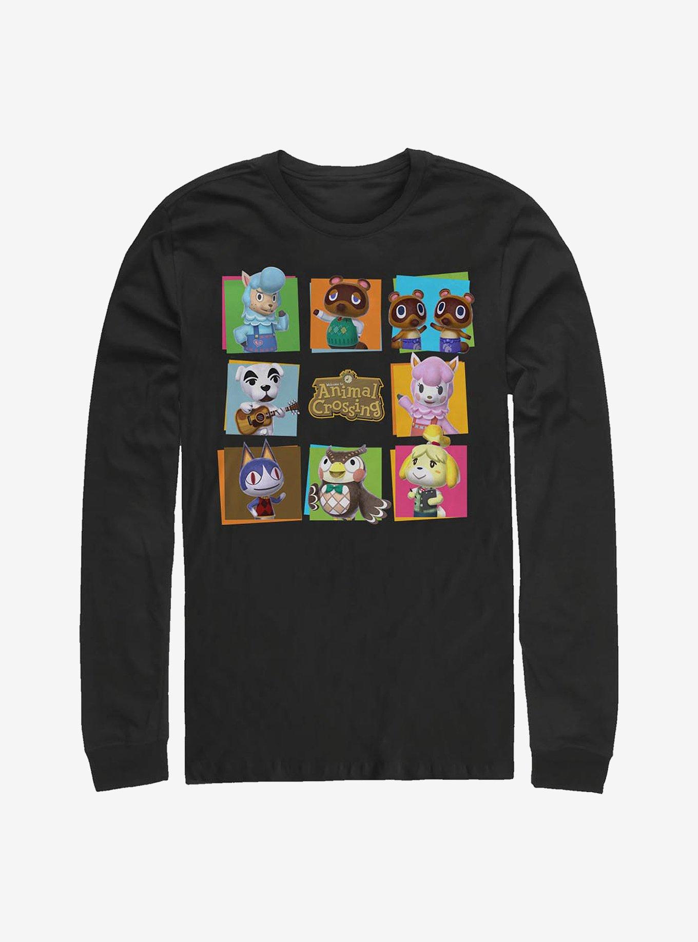 Animal Crossing Eight Character Box Up Long-Sleeve T-Shirt, BLACK, hi-res