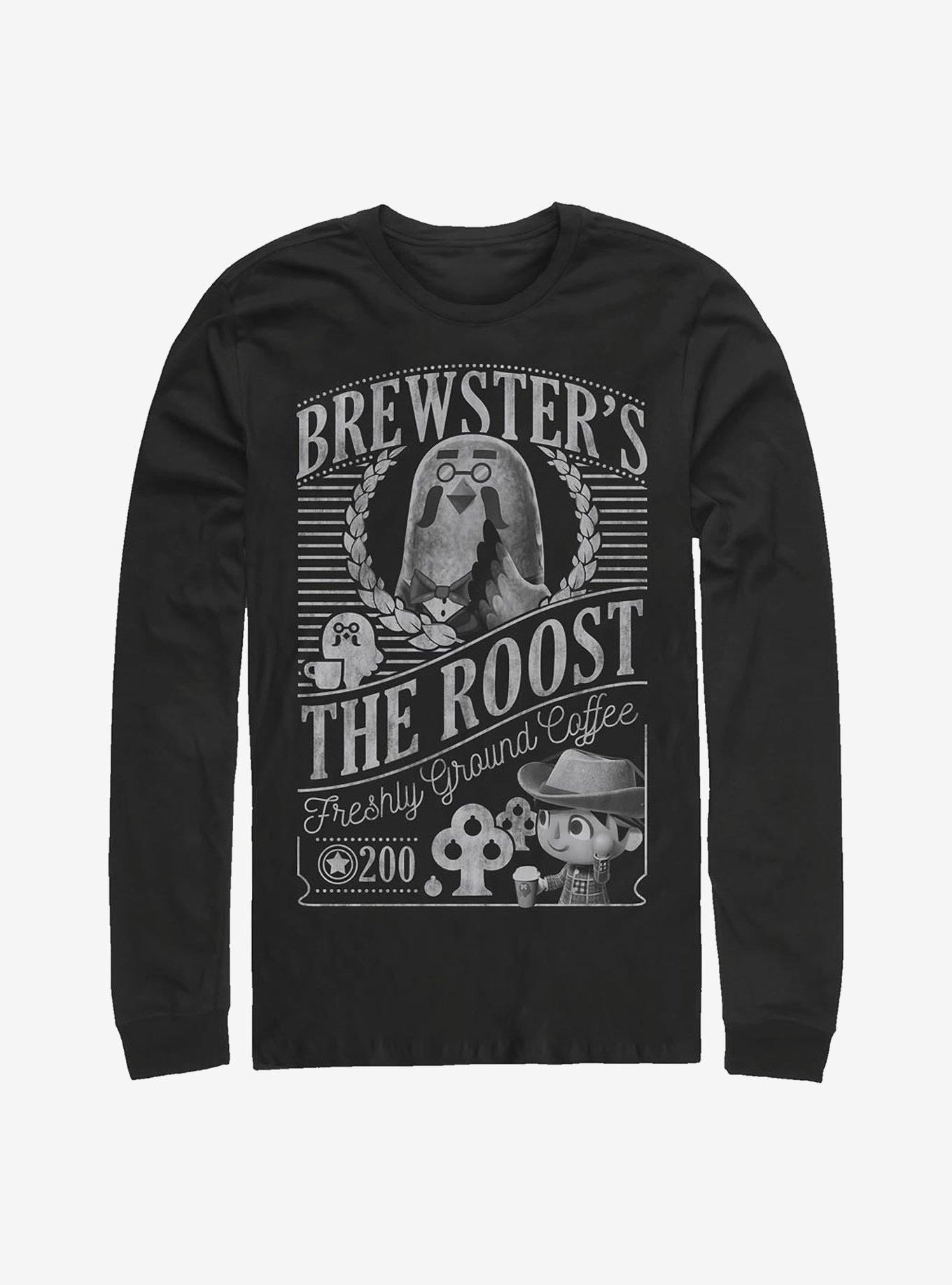 Animal Crossing Brewster's Cafe The Roost Long-Sleeve T-Shirt, BLACK, hi-res