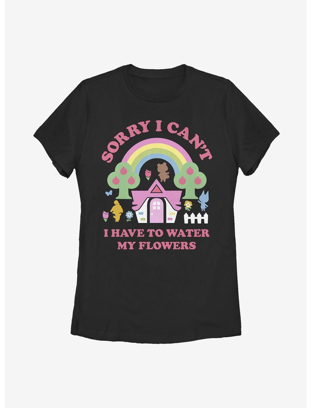 Animal Crossing Have To Water My Flowers Womens T-Shirt, BLACK, hi-res