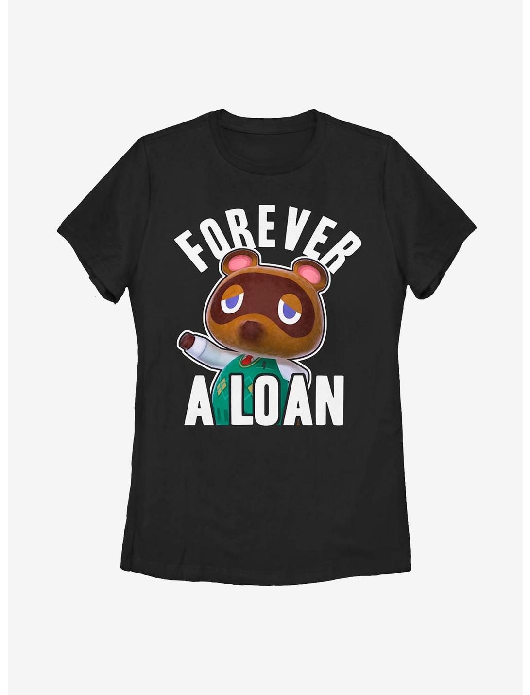 Animal Crossing Nook Forever A Loan Womens T-Shirt, BLACK, hi-res