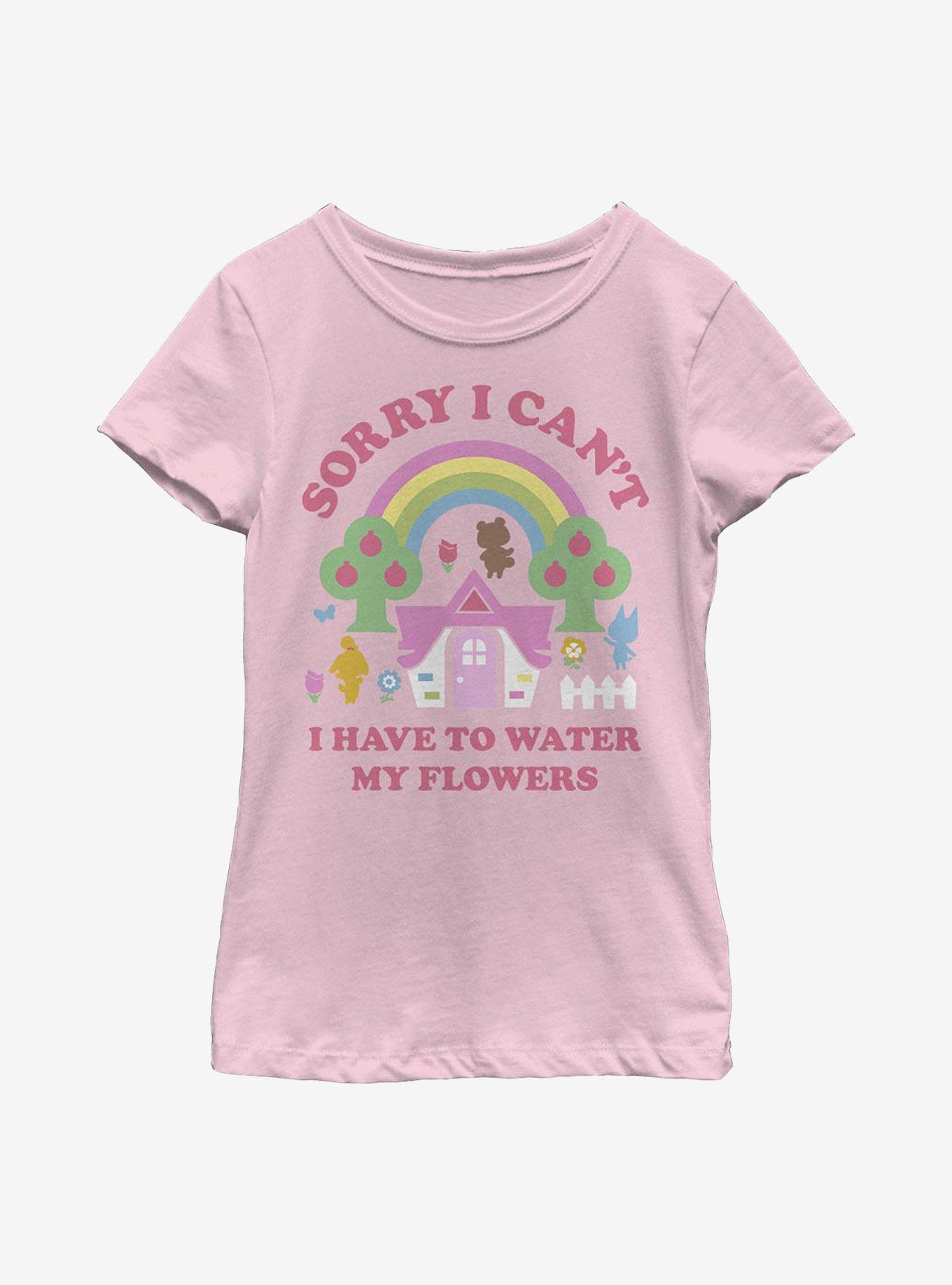 Animal Crossing Have To Water My Flowers Youth Girls T-Shirt, PINK, hi-res