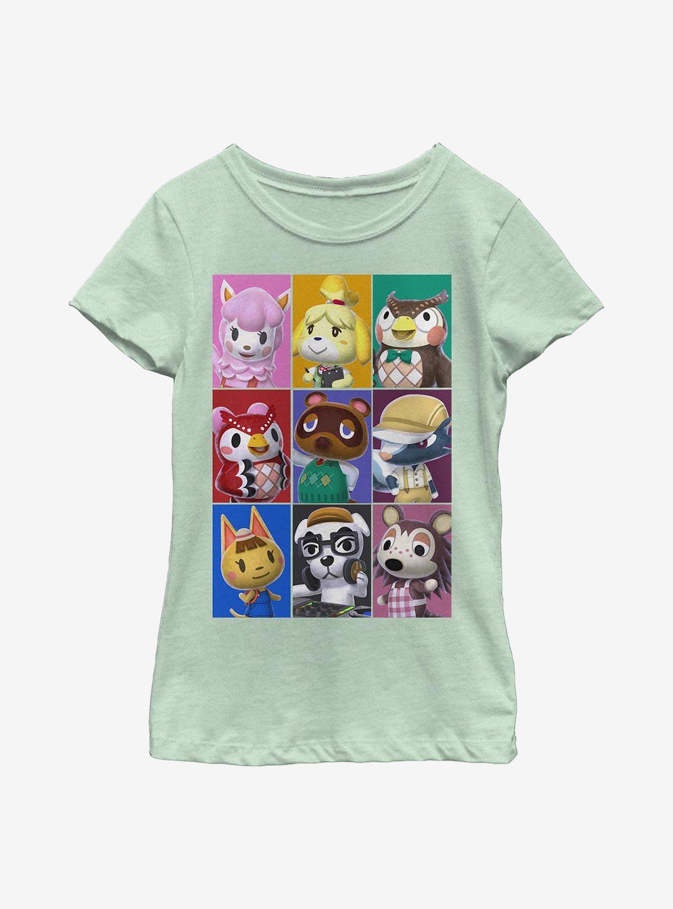 Animal Crossing Animal Blocks Youth Girls TShirt GREEN BoxLunch