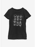 Animal Crossing Tilted Villager Stencil Youth Girls T-Shirt, BLACK, hi-res
