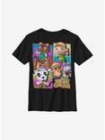 Animal Crossing Neon Characters Youth T-Shirt, BLACK, hi-res