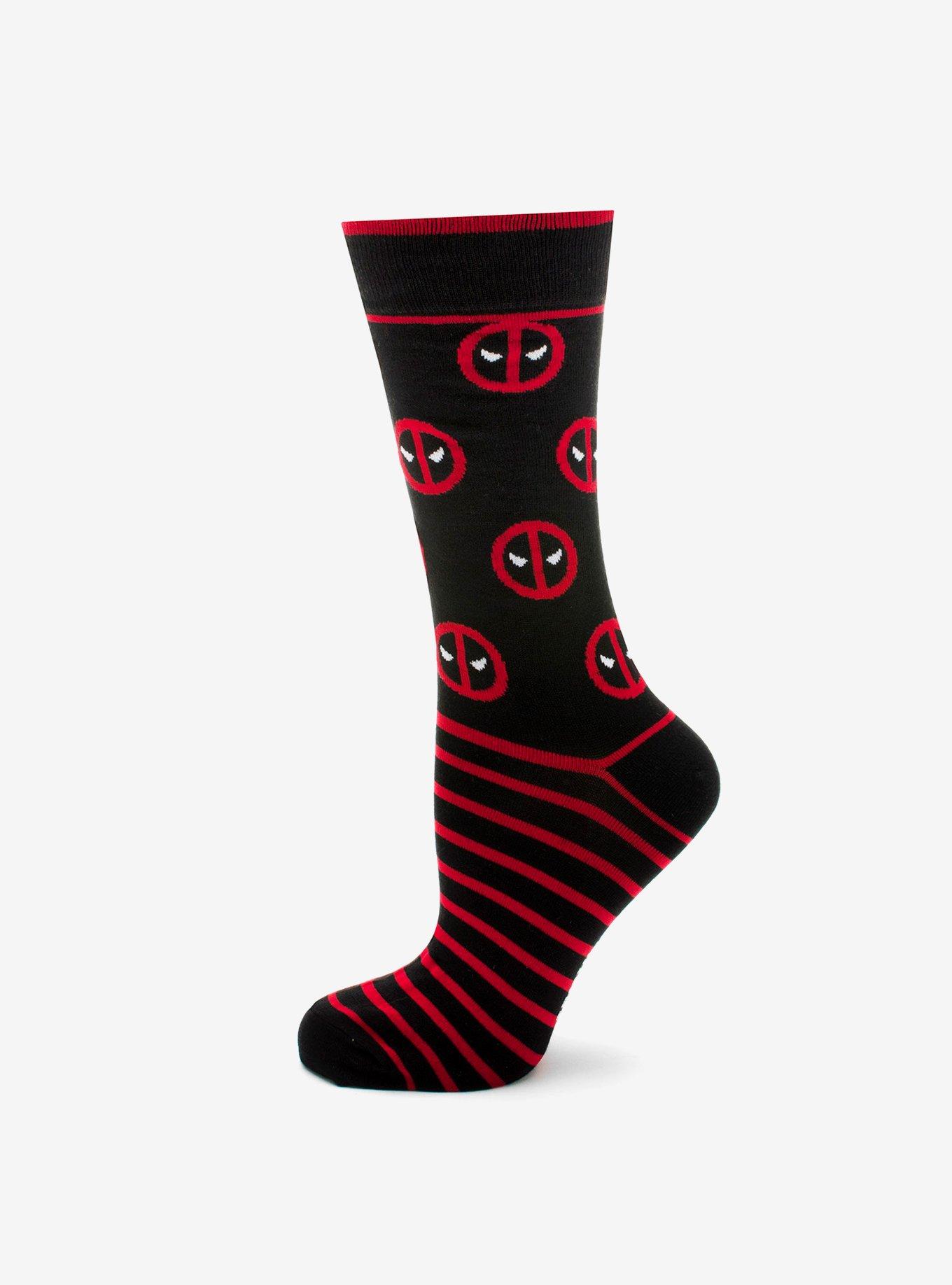 Marvel Deadpool Stripe Black Socks, , hi-res