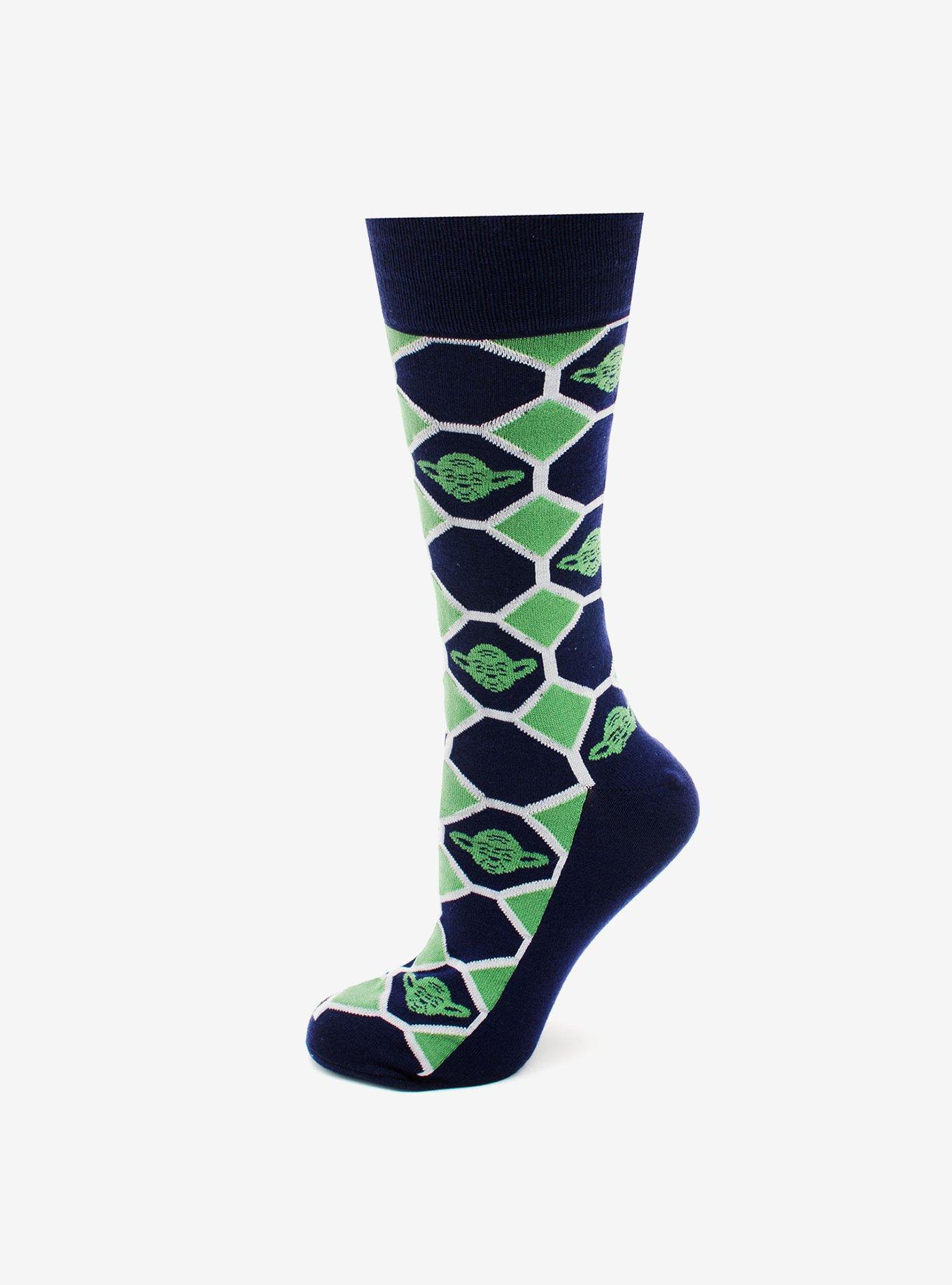 Star Wars Yoda Navy Checker Socks, , hi-res