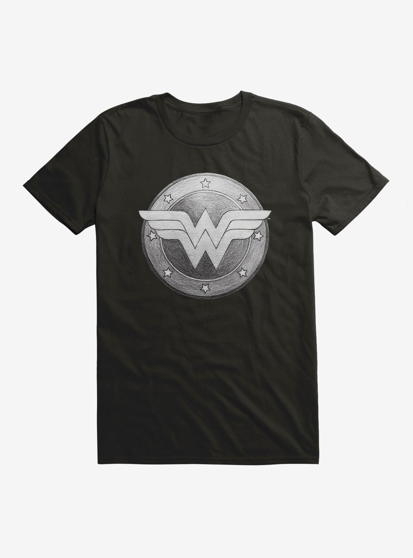 DC Comics Wonder Woman Sketch Shield T-Shirt, BLACK, hi-res