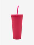 Neon Pink Rubberized Acrylic Travel Cup, , hi-res