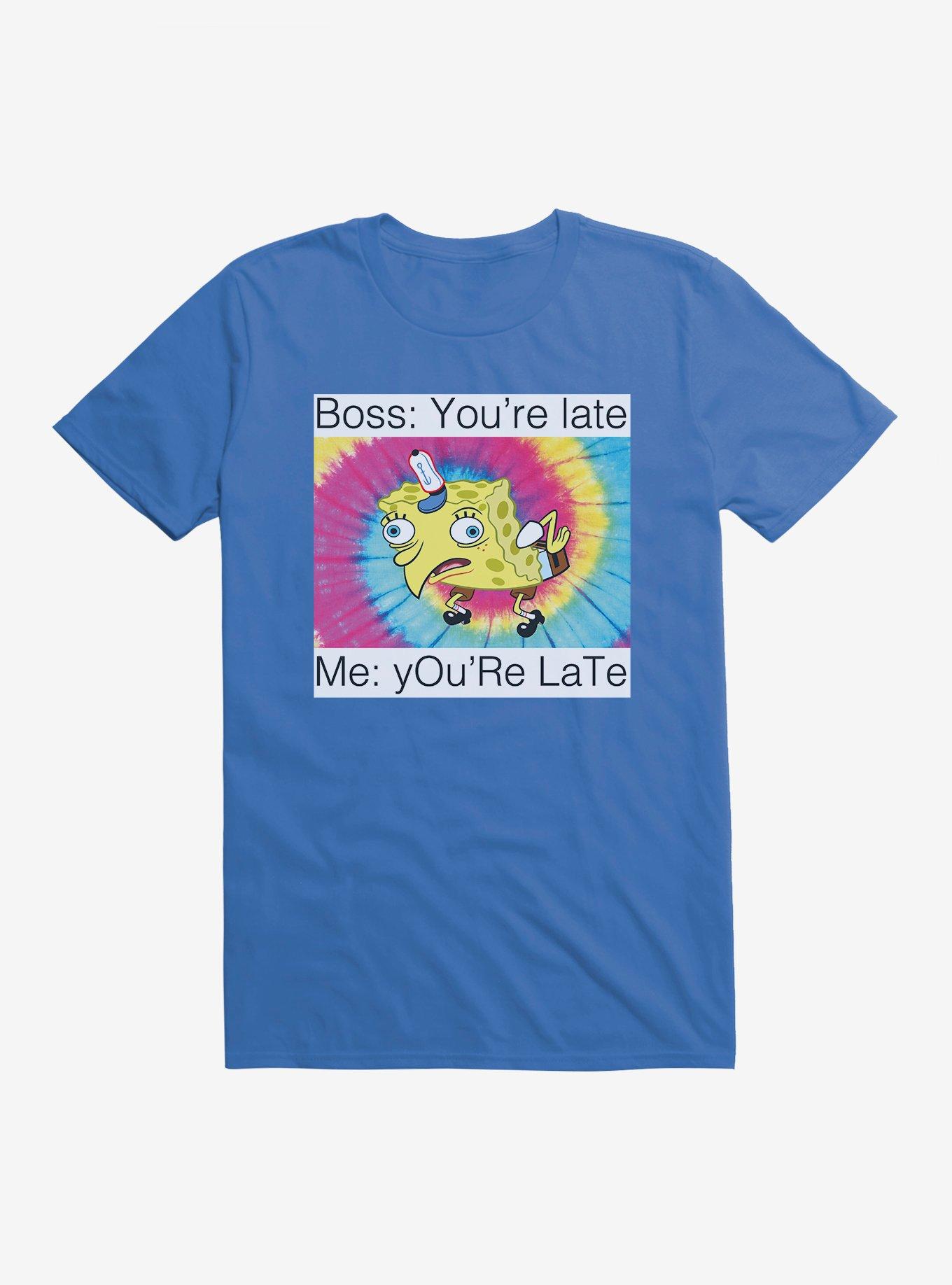 SpongeBob SquarePants You're Late Meme T-Shirt, ROYAL BLUE, hi-res