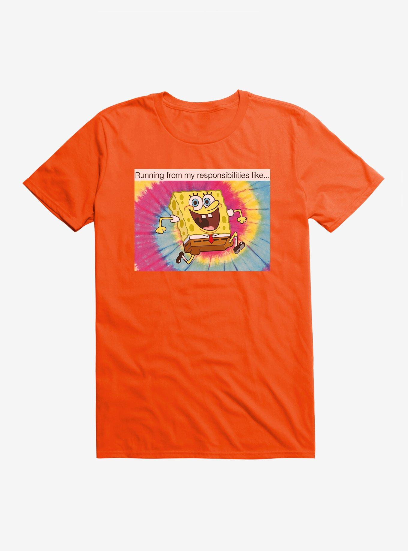 SpongeBob SquarePants Running From Responsibilities Meme T-Shirt | Hot ...