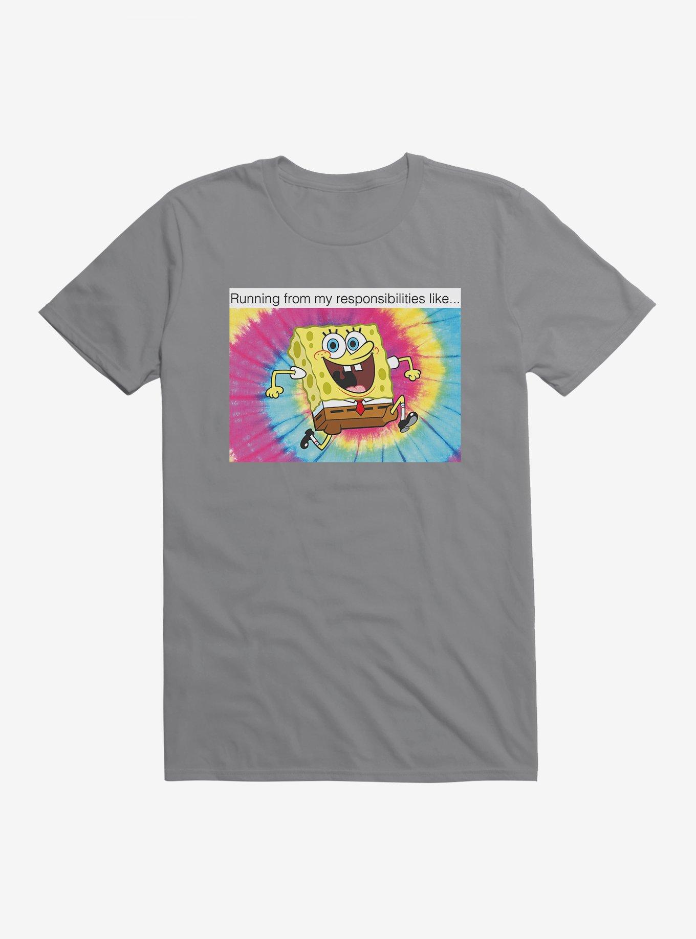 SpongeBob SquarePants Running From Responsibilities Meme T-Shirt, , hi-res