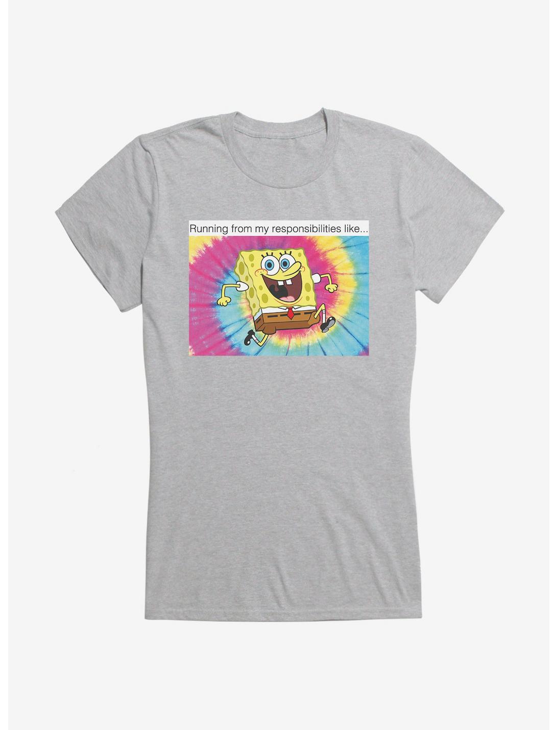 SpongeBob SquarePants Running From Responsibilities Meme Girls T-Shirt, , hi-res