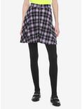 Black & Purple Plaid O-Ring Skater Skirt, LAVENDER, hi-res
