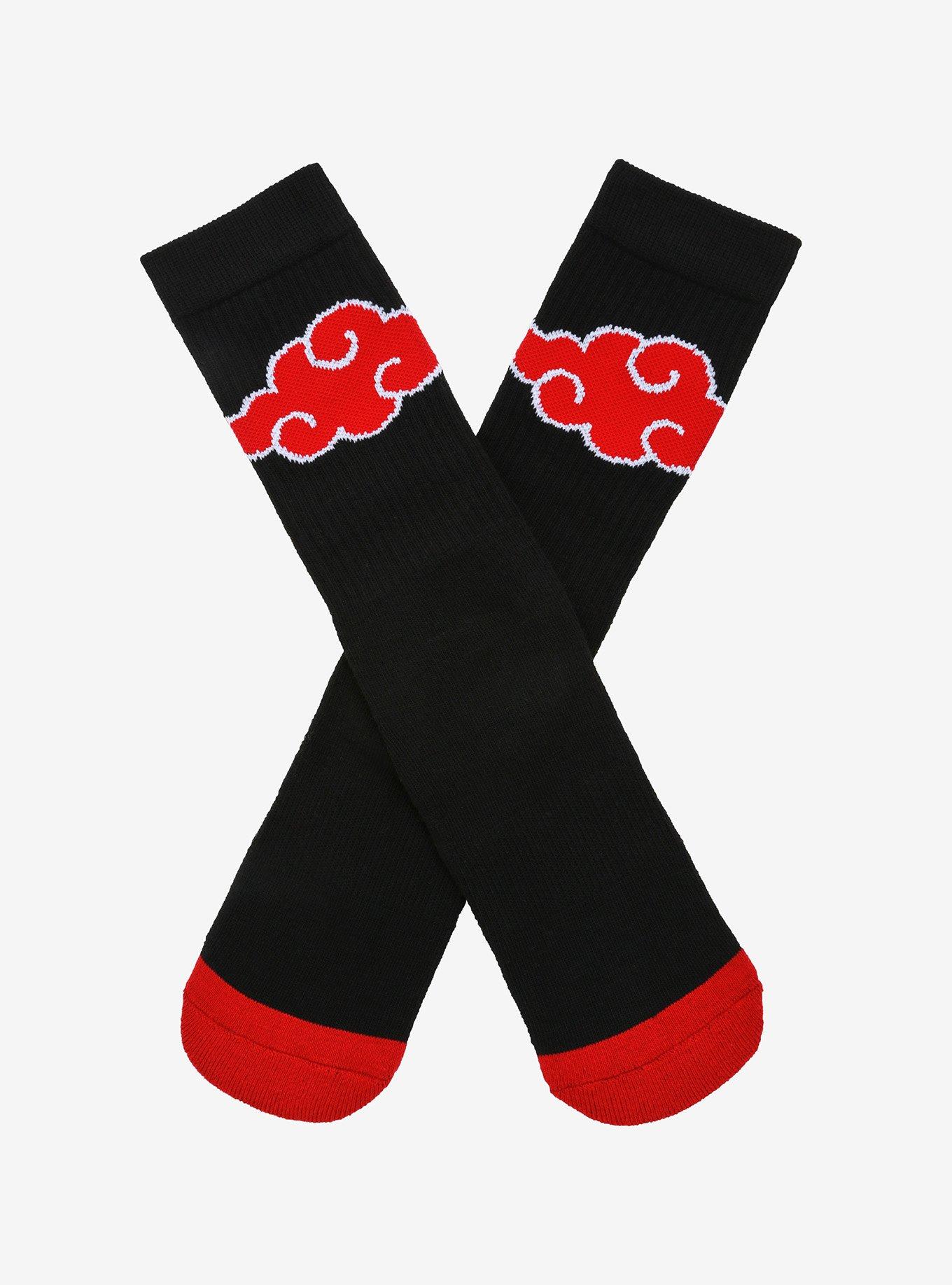 Naruto Shippuden Akatsuki Cloud Crew Socks - BoxLunch Exclusive, , hi-res