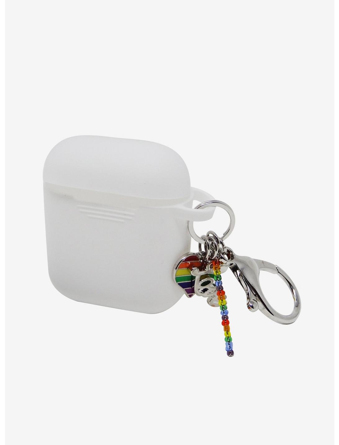 White Rainbow Love Charm Wireless Earbud Case Cover, , hi-res