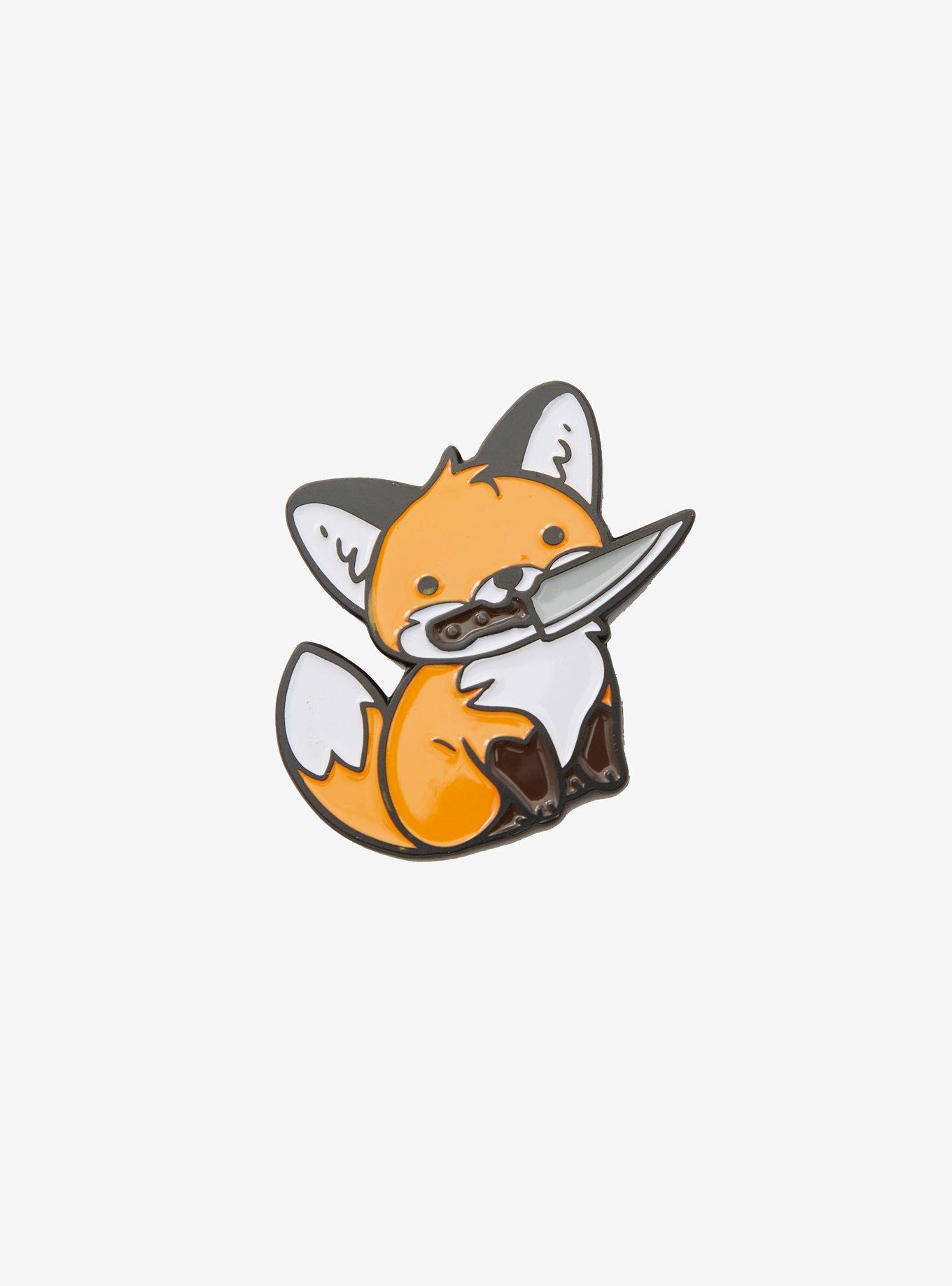 Fox With Knife Enamel Pin, , hi-res