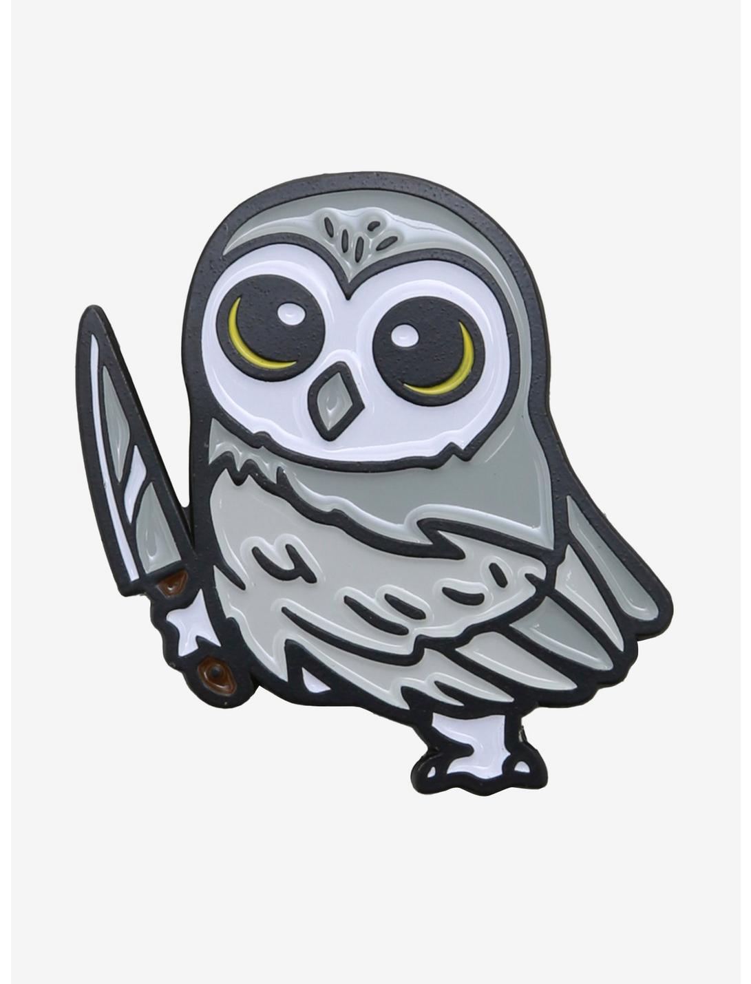 Owl With Knife Enamel Pin, , hi-res