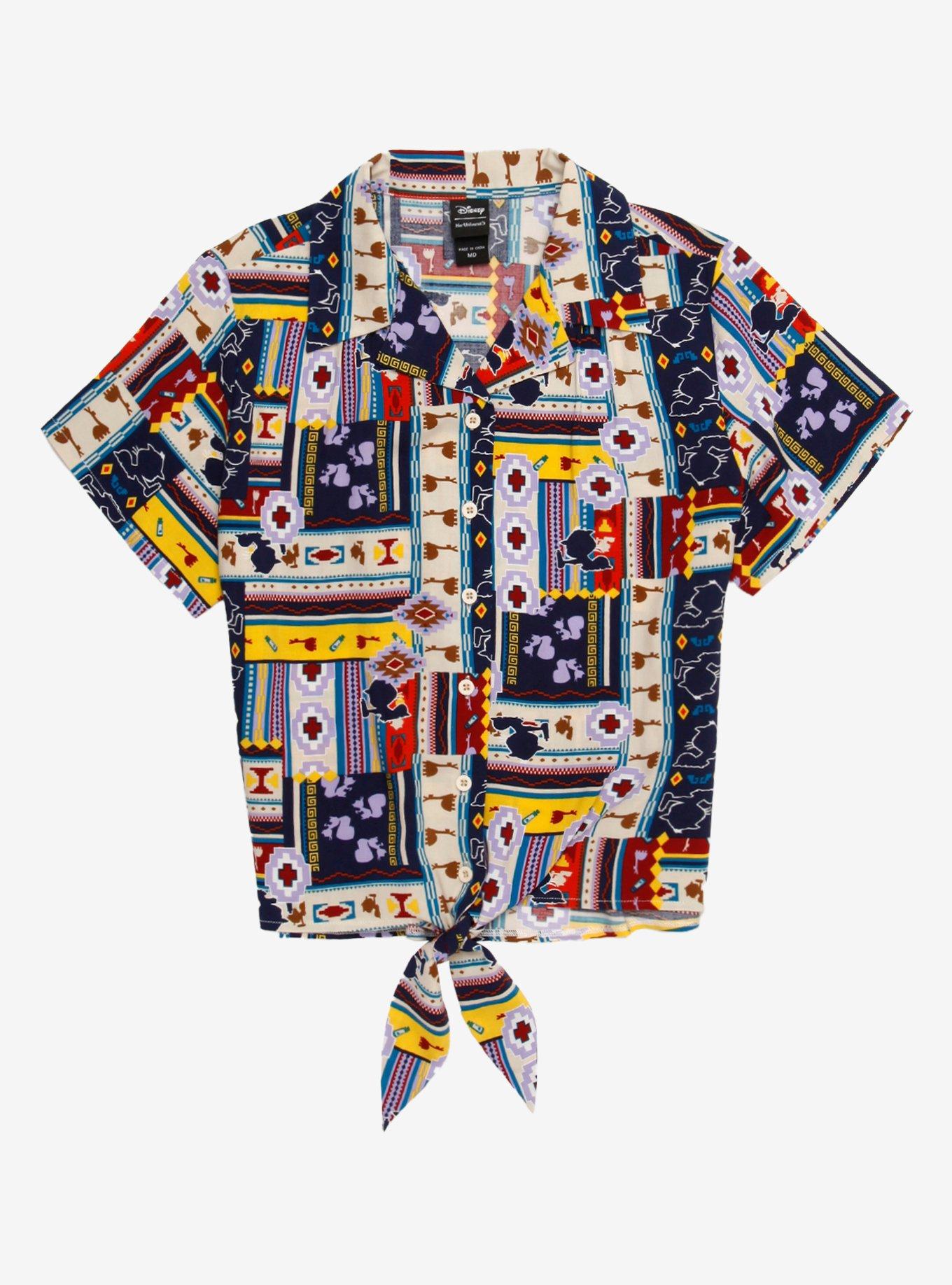 Our Universe Disney The Emperor's New Groove Women's Tie-Front Woven Top - BoxLunch Exclusive, MULTI, hi-res