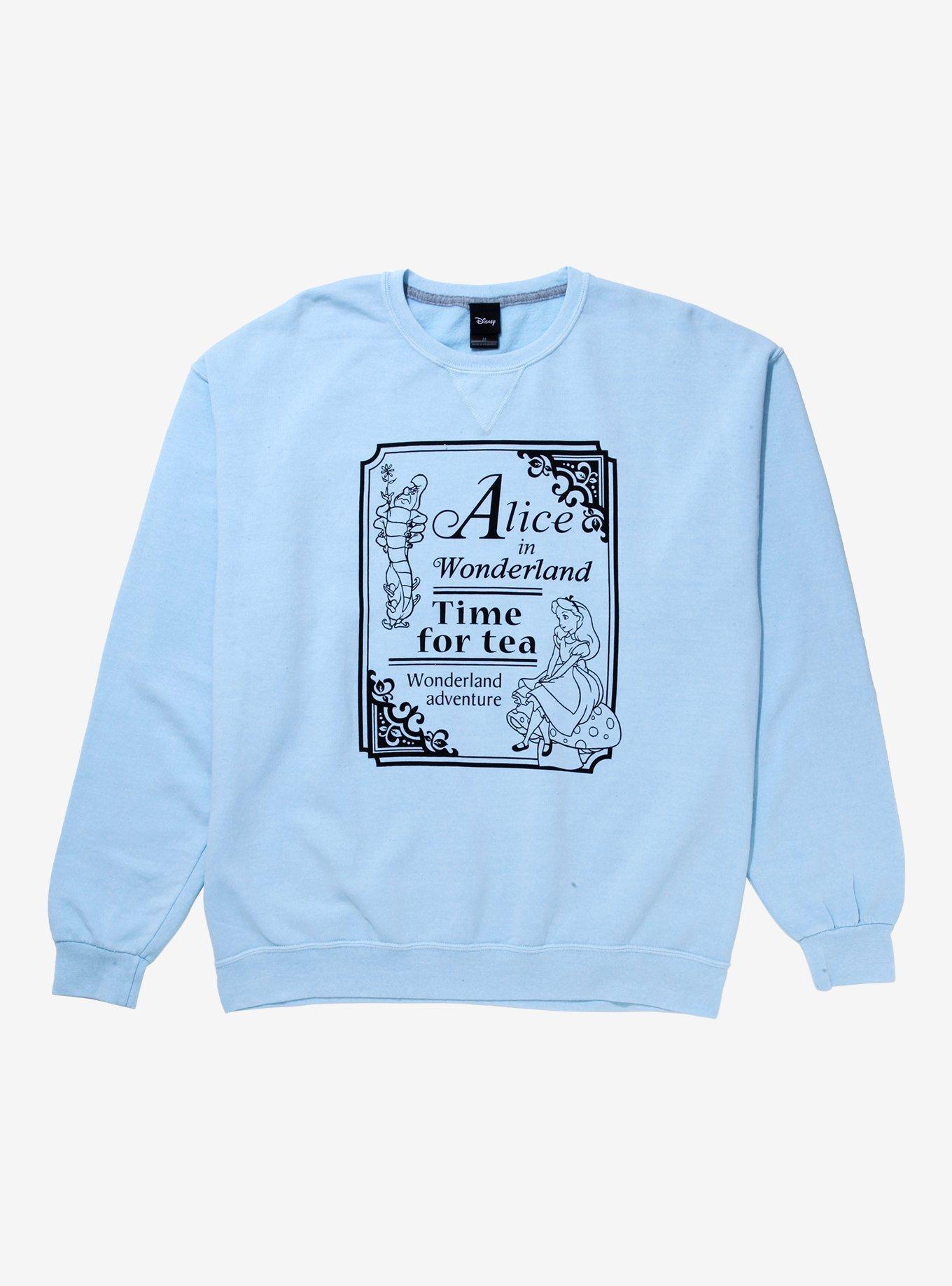 Disney Alice in Wonderland Time for Tea Women's Crewneck - BoxLunch Exclusive, BLACK, hi-res