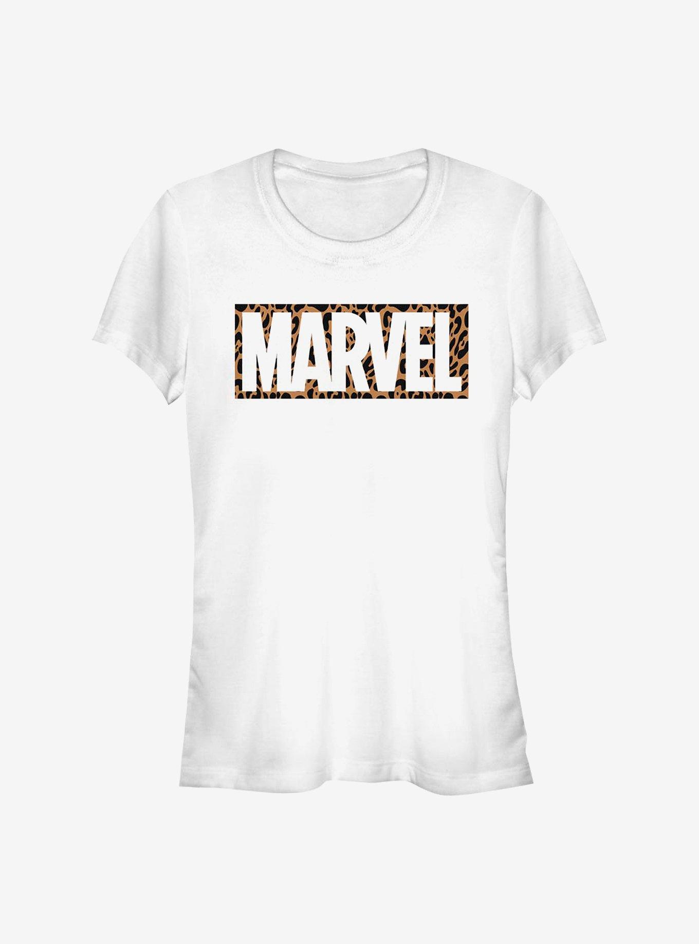 Marvel Logo Cheetah Fill Girls T-Shirt, WHITE, hi-res