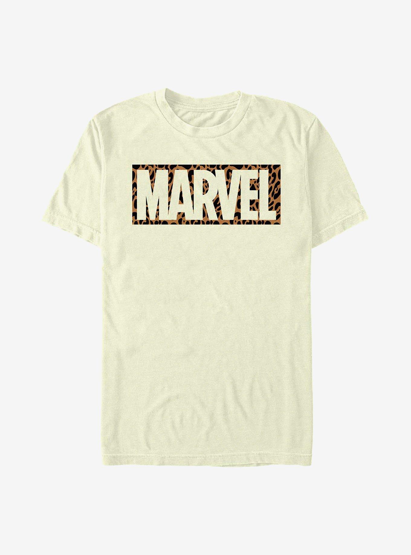 Marvel Logo Cheetah Fill T-Shirt, NATURAL, hi-res
