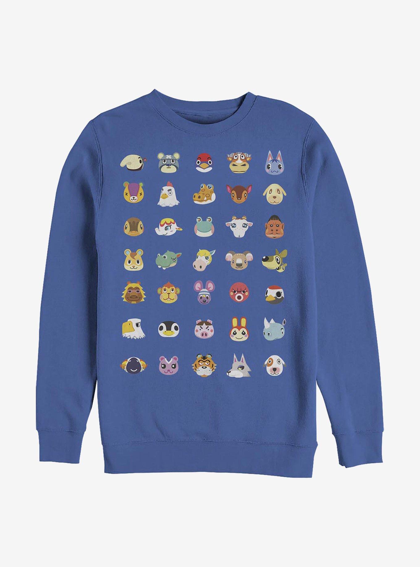 Nintendo Animal Crossing Character Heads Crew Sweatshirt, ROYAL, hi-res