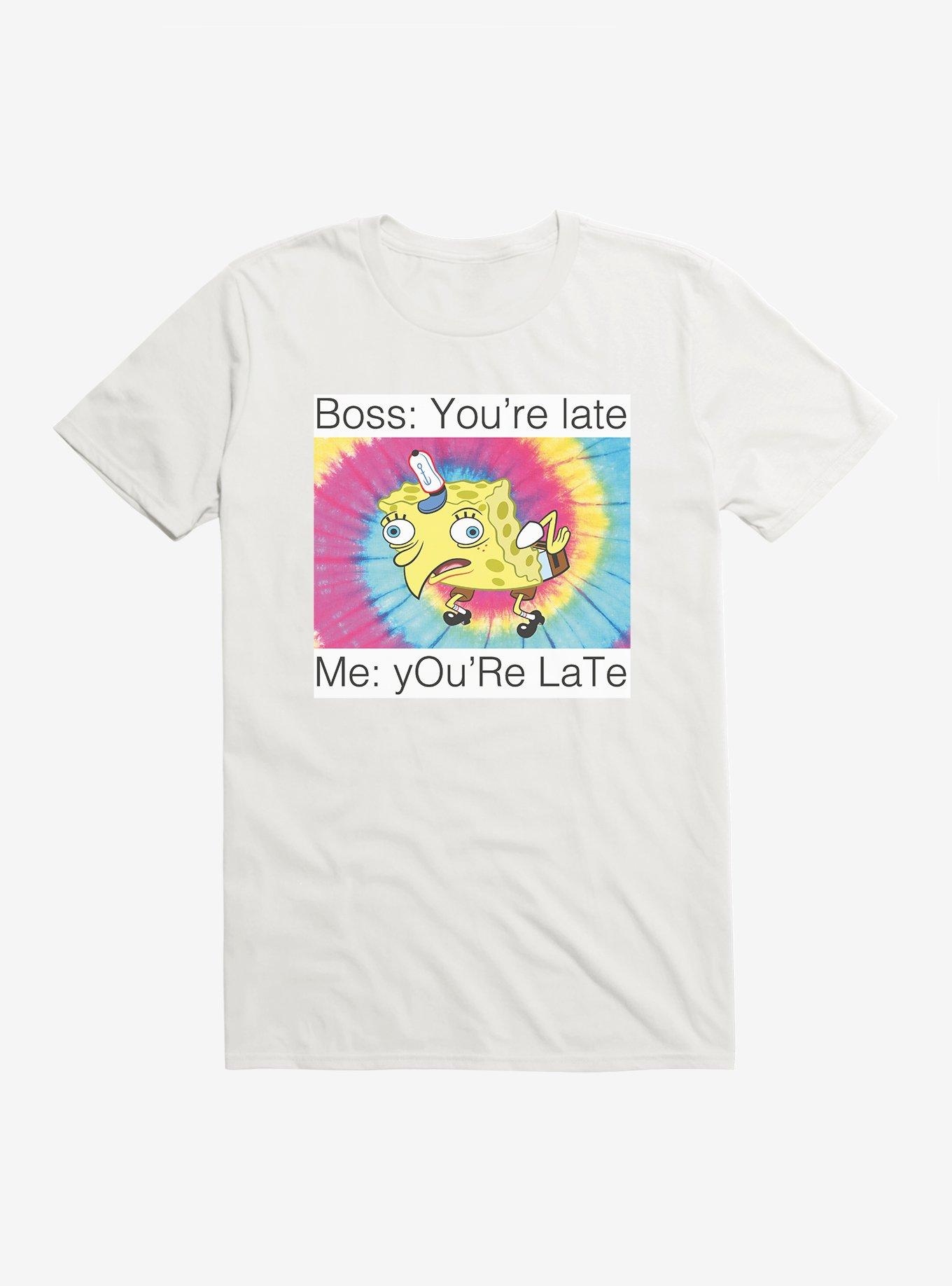 SpongeBob SquarePants You're Late Meme T-Shirt, WHITE, hi-res