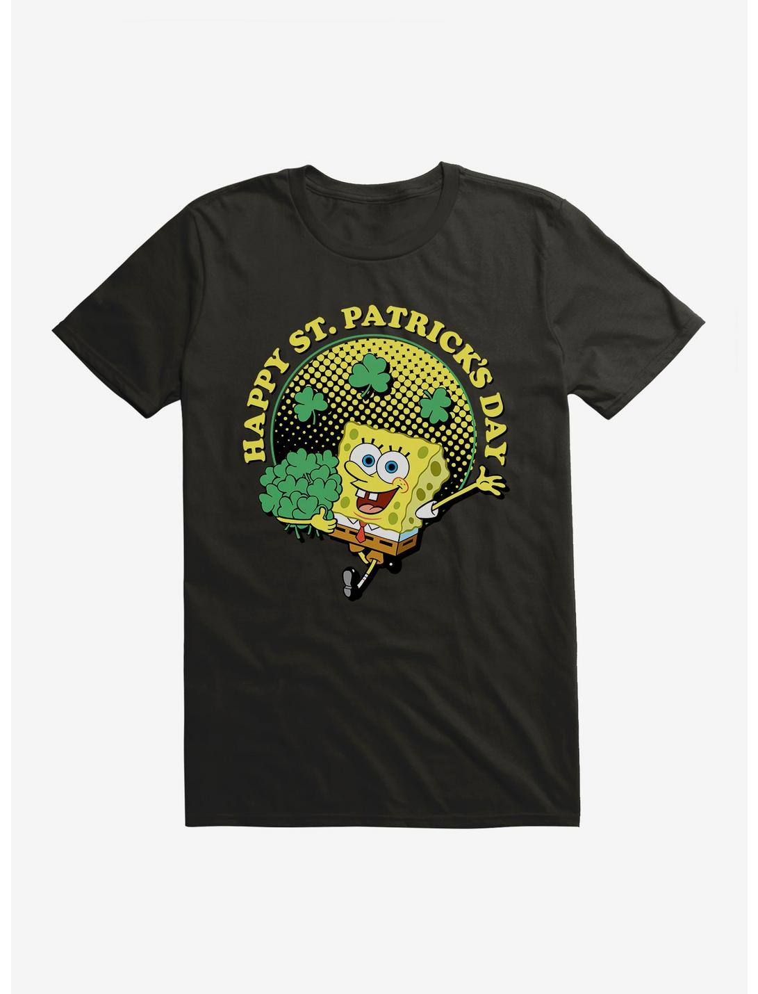 SpongeBob SquarePants Happy Saint Patrick's Day Dots T-Shirt, BLACK, hi-res