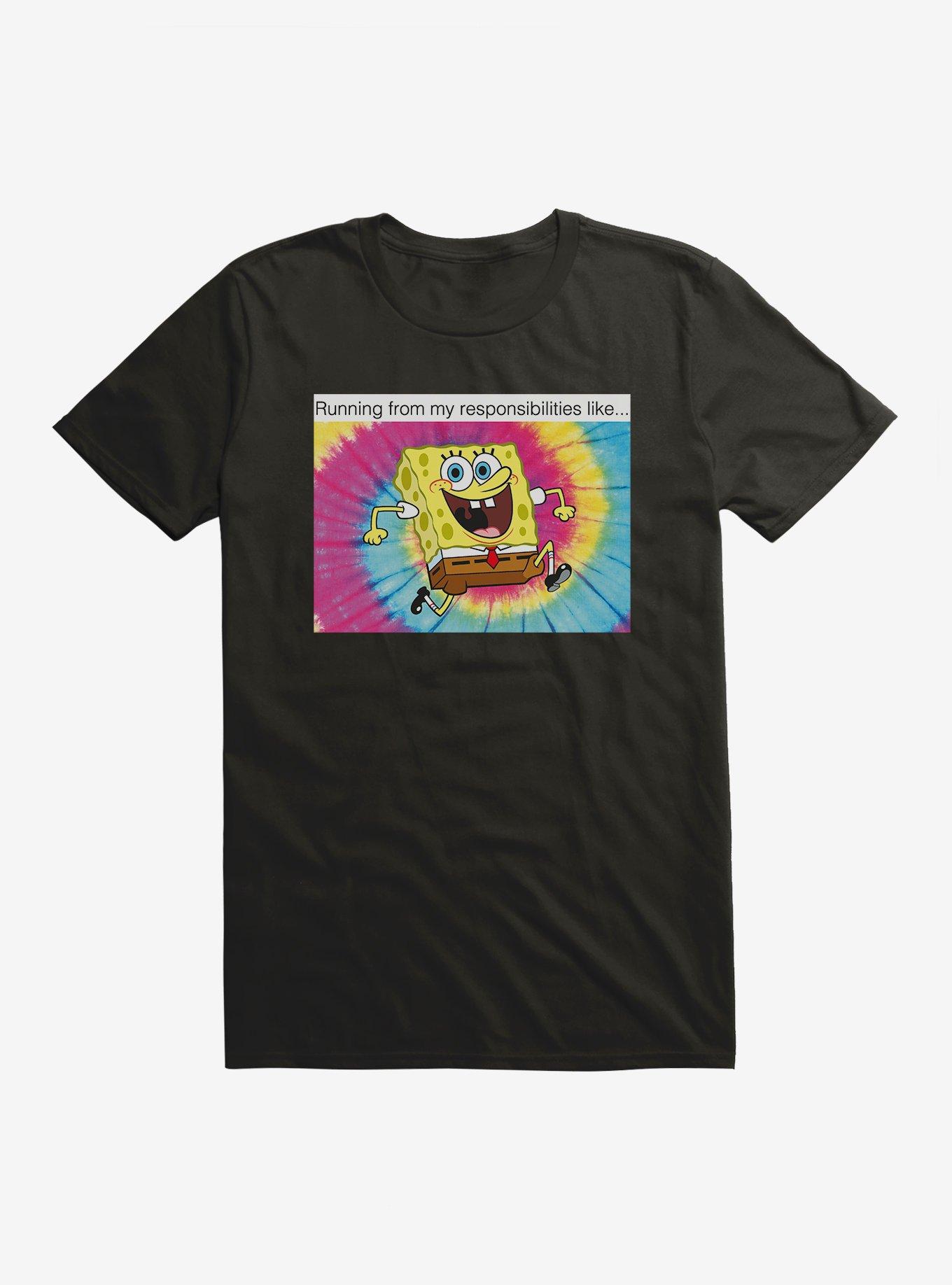 SpongeBob SquarePants Running From Responsibilities Meme T-Shirt, , hi-res