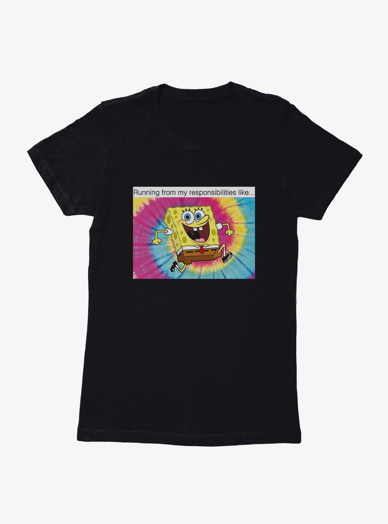 SpongeBob SquarePants Running From Responsibilities Meme Womens T-Shirt, , hi-res