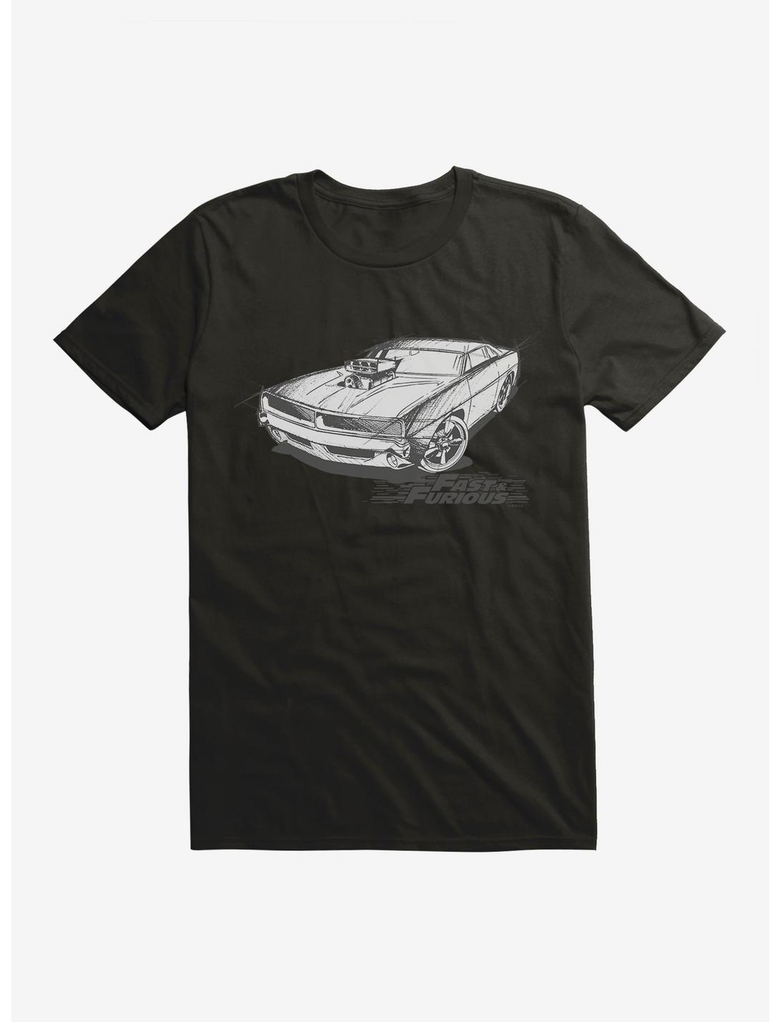 Fast & Furious Car Sketch T-Shirt, BLACK, hi-res