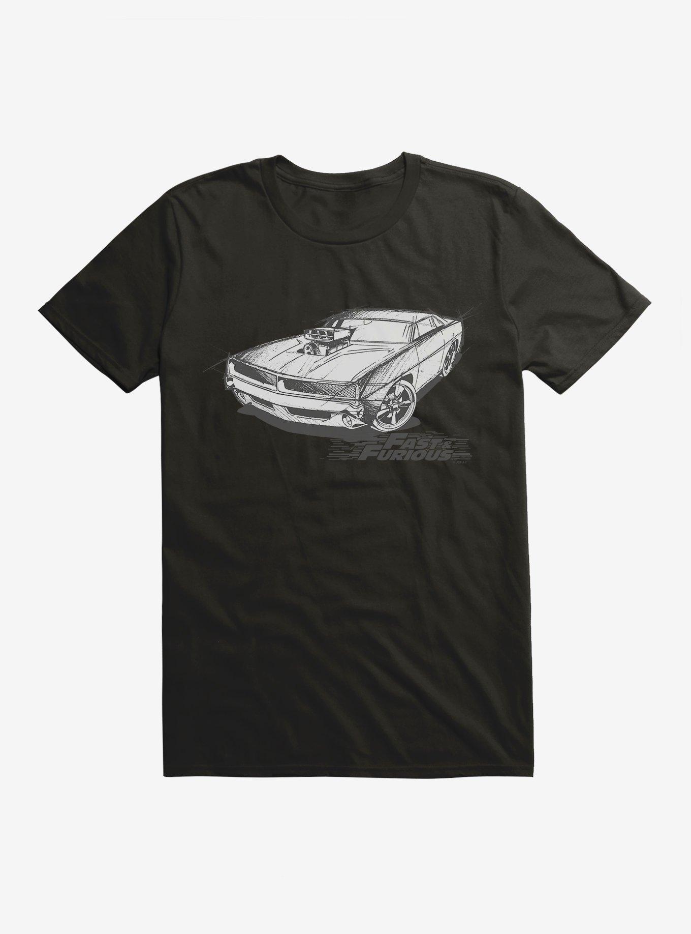 Fast & Furious Car Sketch T-Shirt, BLACK, hi-res